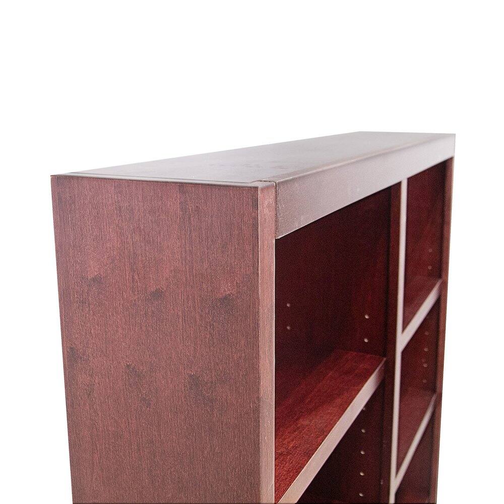 Left. Concepts in Wood - Double Wide Bookcase 10 Shelves Cherry Finish - Red.