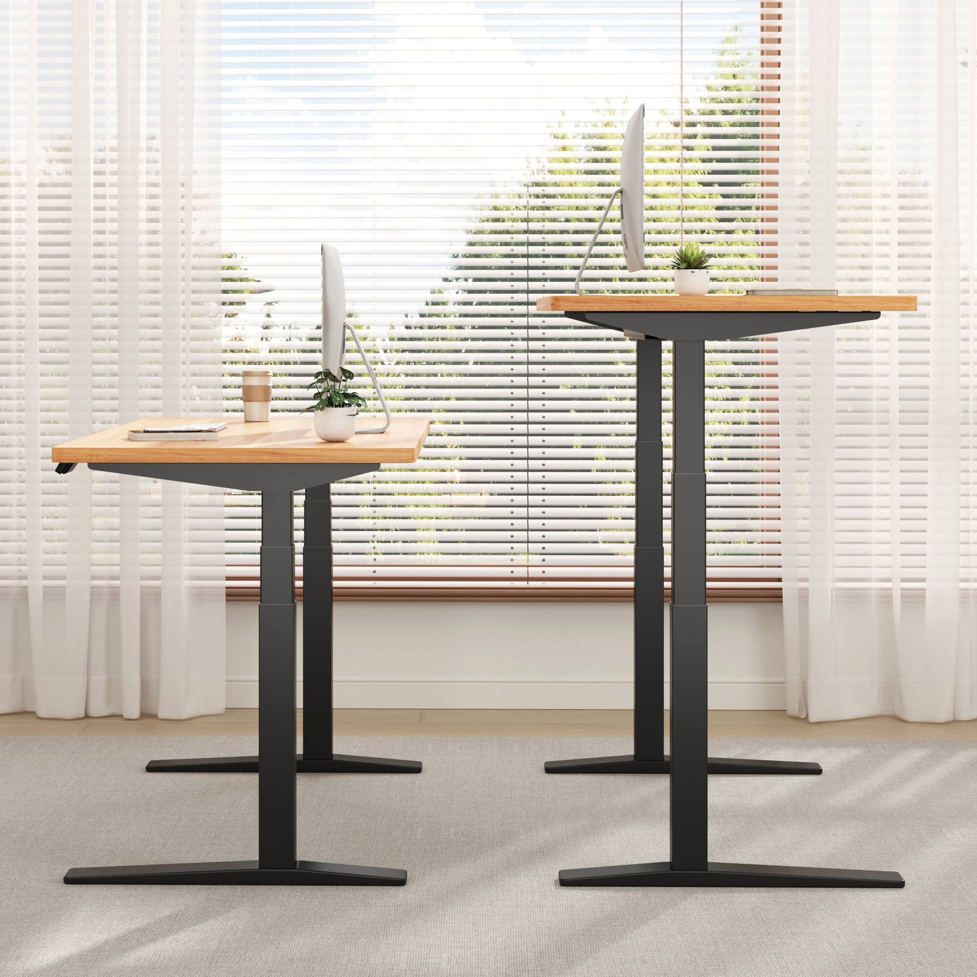 Alt View 1. FlexiSpot - FlexiSpot E7Pro 48''W Electric Adjustable Standing Desk Chipboard, Maple/Black - Maple.