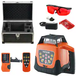 VEVOR - Laser Level, 1650ft, 360 Degree Self Leveling Red Cross Line Laser, 5 Rotation Speeds & 4 Scanning Angles Adjustment - Orange + Black