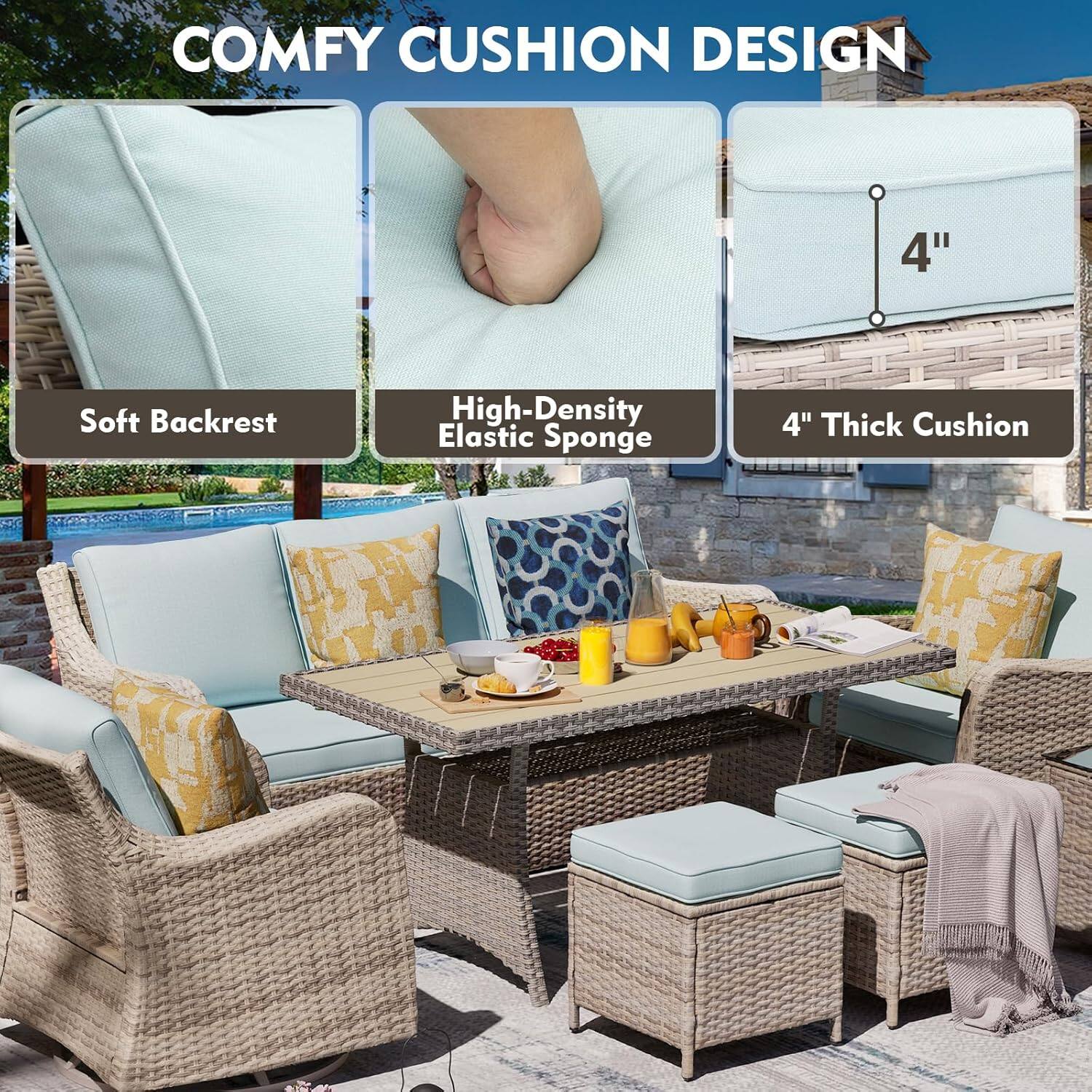 COMFY CUSHION DESIGN

- Soft Backrest
- High-Density Elastic Sponge
- 4" Thick Cushion