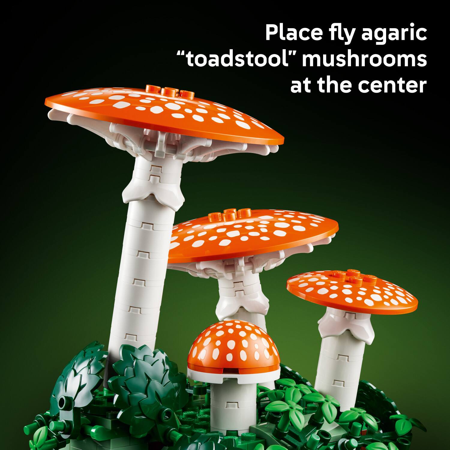 Place fly agaric "toadstool" mushrooms at the center