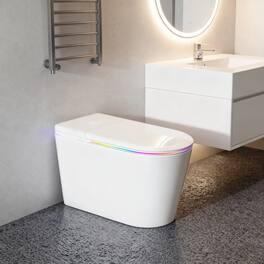 Vipbear - Smart Toilet with Auto Lid,Heated Seat, Instant Wash, Warm Air Dry, LED, Night & RGB Lights - White