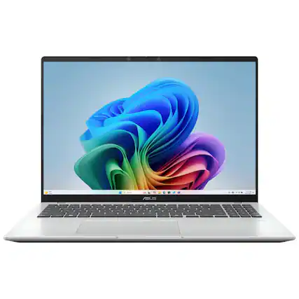 Front. ASUS - Vivobook 16 Copilot+ 16" WUXGA IPS Snapdragon X - X126100 3.0 GHz 16GB RAM 1TB SSD Windows 11 Home - Silver.