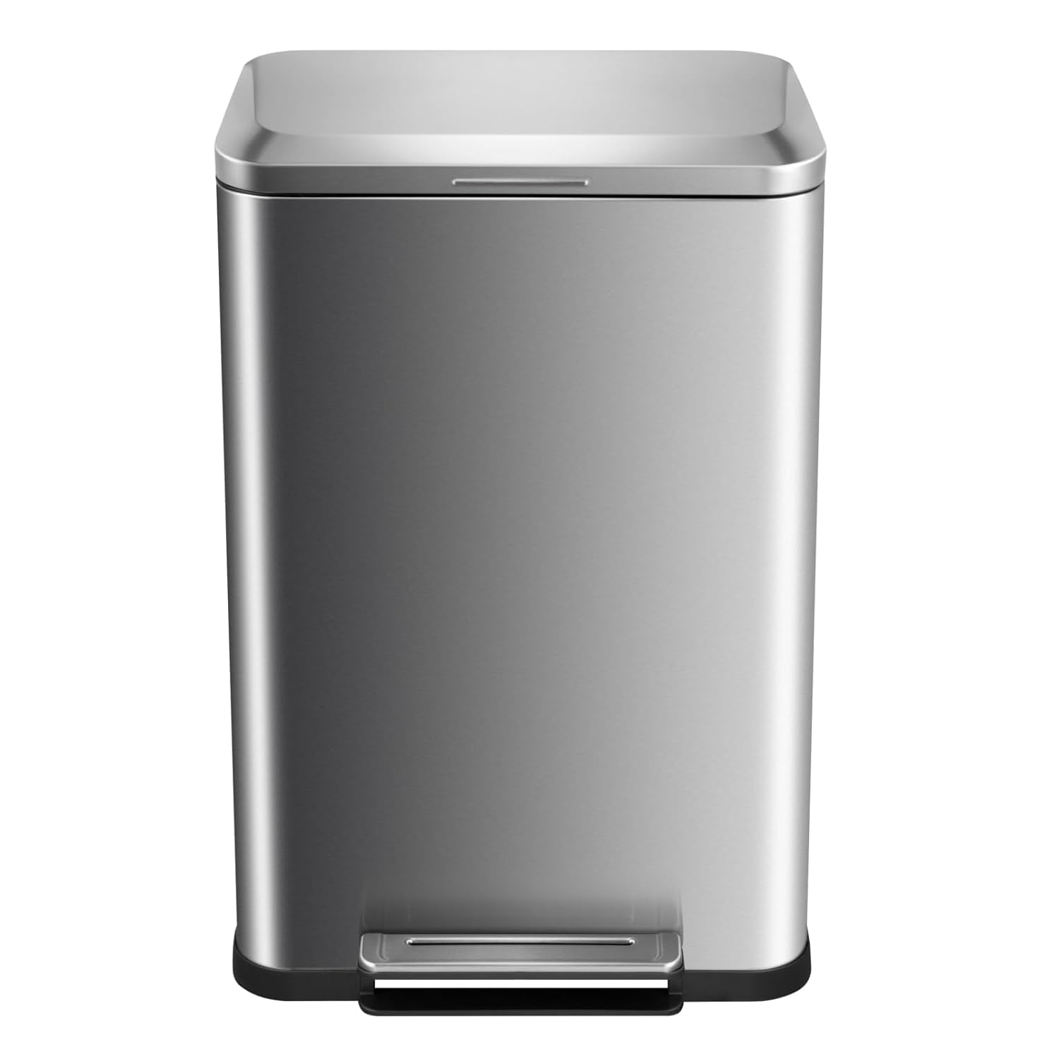 Front. Homhougo - 13 gal Stainless Steel Trash Can with Lid – Hands-Free Pedal Garbage Bin, Smudge & Fingerprint Resistant - silver.