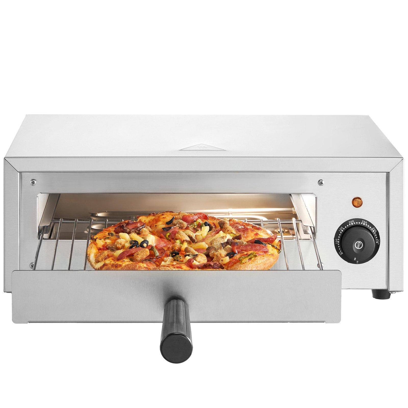 Alt View 9. Glintex - 12in Electric Pizza Oven 1500W, Adjustable Temp 122–662°F, Removable Tray for Indoor Cooking - Silver.