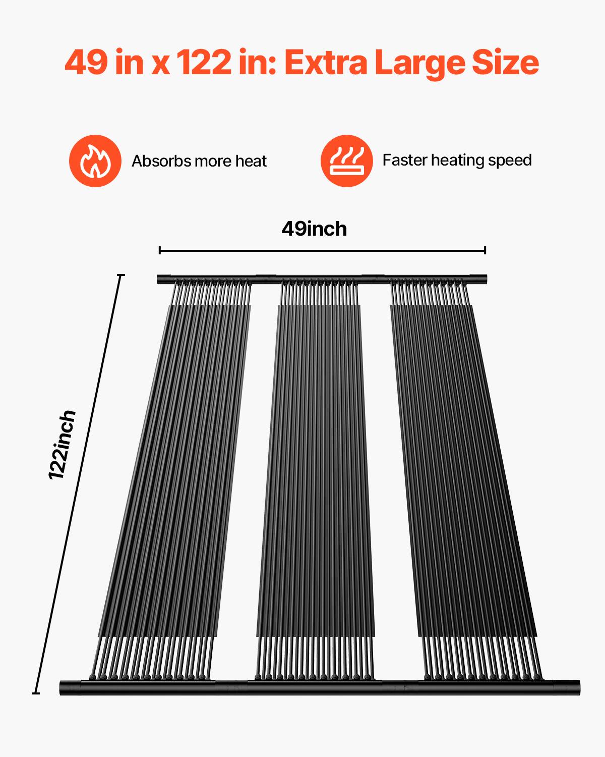 49 in x 122 in: Extra Large Size

Absorbs more heat

Faster heating speed

49 inch

122 inch