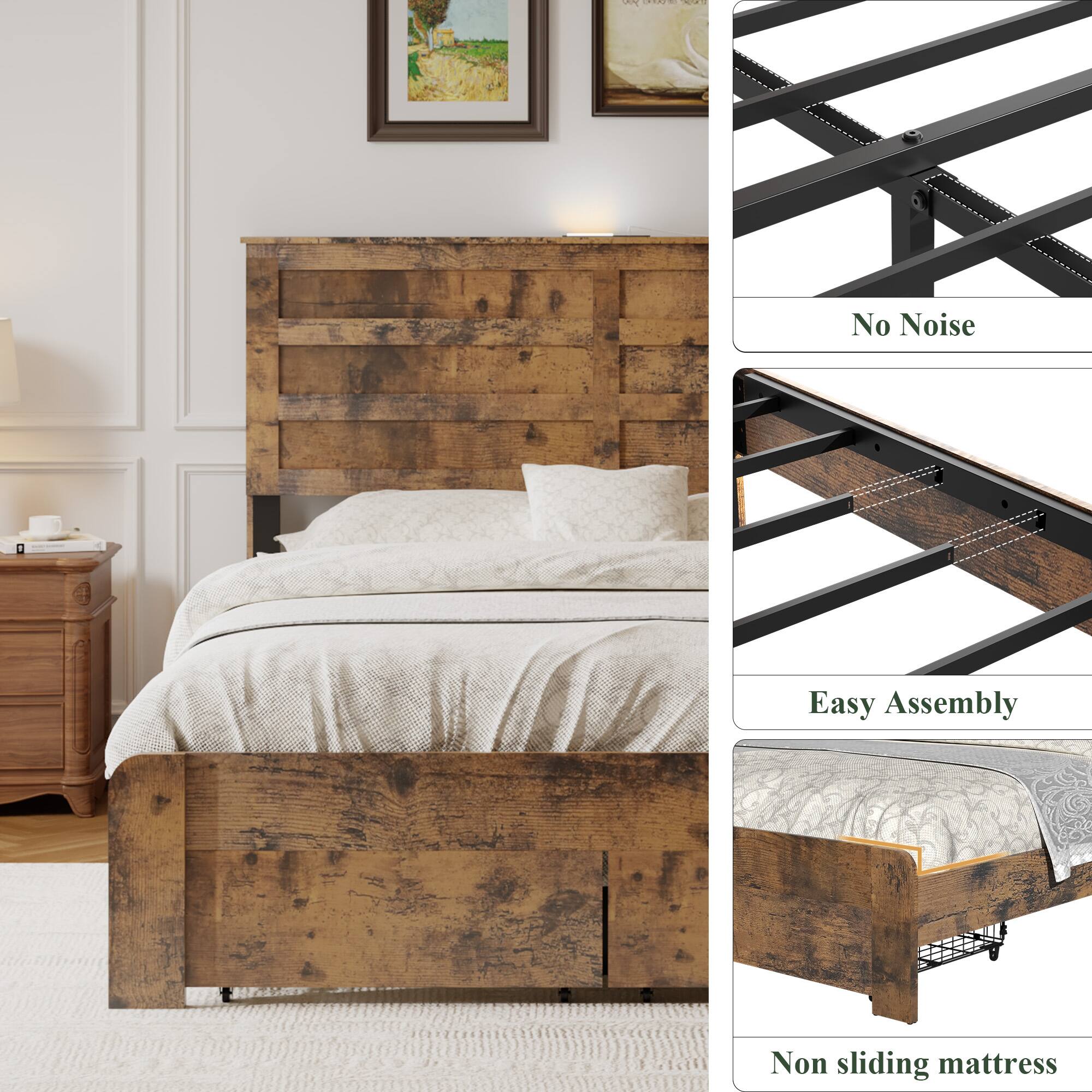 - No Noise
- Easy Assembly
- Non sliding mattress