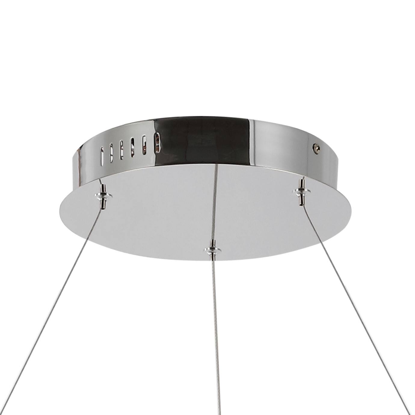 Alt View 4. Jonathan Y - Brice 35" Modern Contemporary Metal Round Integrated LED Pendant, Chrome - Chrome.