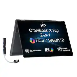HP - Upgraded - OmniBook X Flip 2-in-1 2-in-1 Laptop 16.0 WUXGA (Intel Ultra 7-256V, 16GB LPDDR5X, 1TB SSD, Win 11 Pro) w/USB Hub - Eclipse Gray