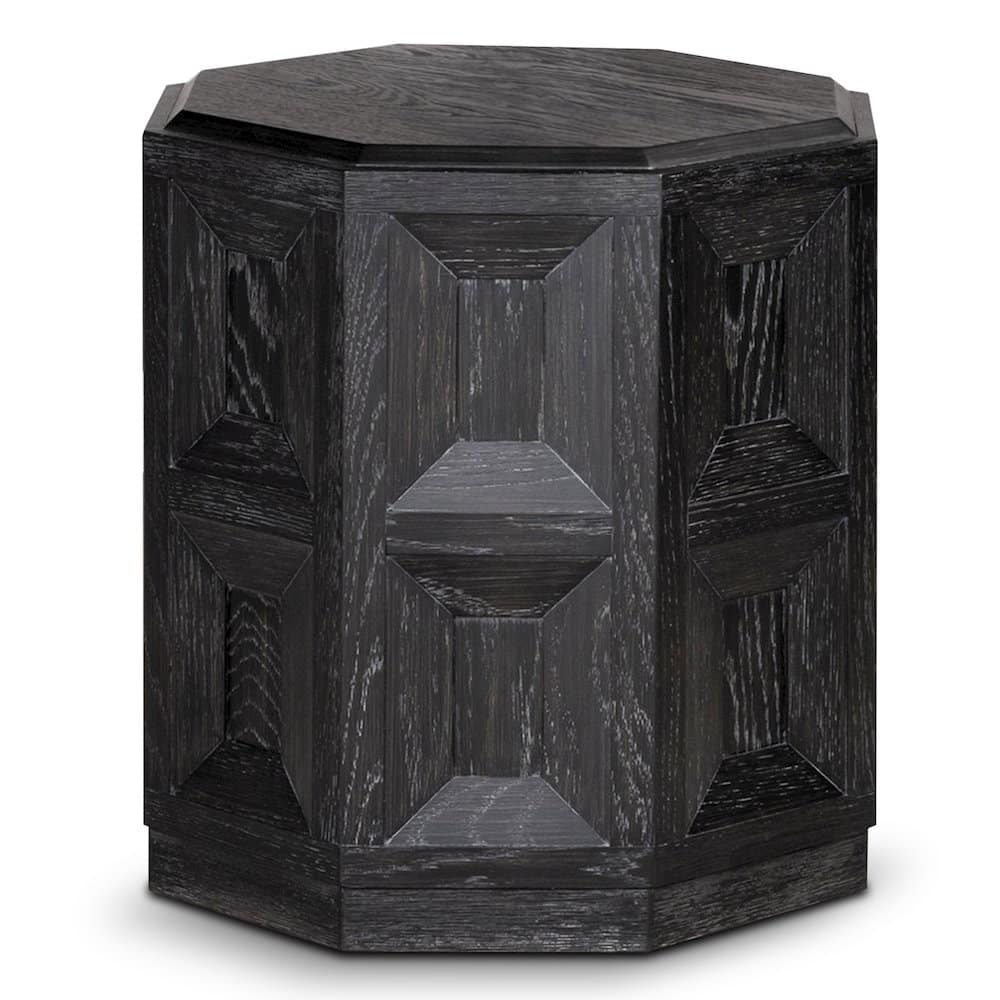 Furniture of America - Ulan Modern Solid Wood Octagon End Table - Black