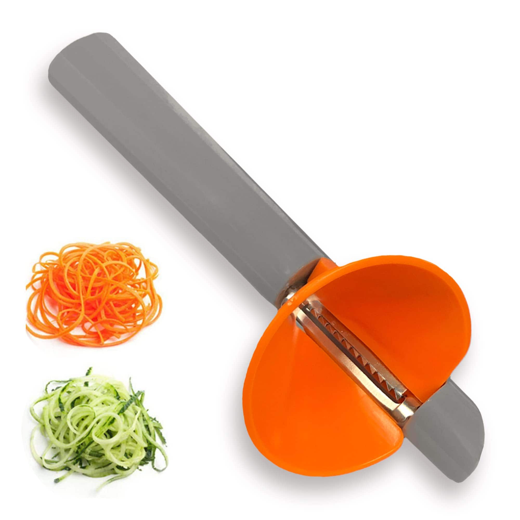 Cheer Collection - Handheld Vegetable Spiralizer, Stainless Steel Rotary Vegetable Peeler with Non Slip Handle, Veggie Cutter Julienne - Gray