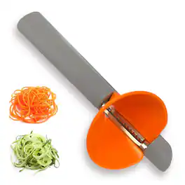 Cheer Collection - Handheld Vegetable Spiralizer, Stainless Steel Rotary Vegetable Peeler with Non Slip Handle, Veggie Cutter Julienne - Gray