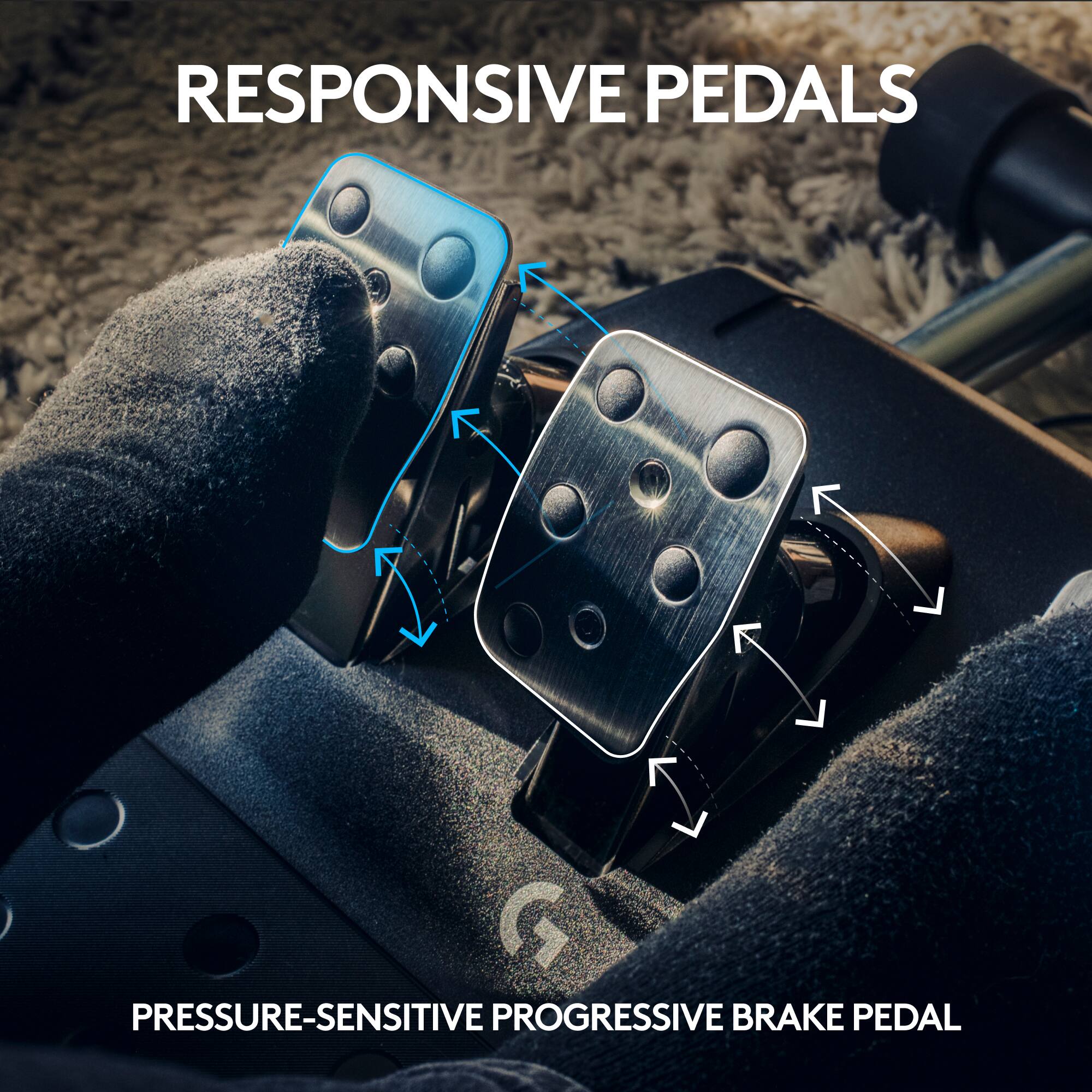 Responsive Pedals: Pressure-Sensitive Progressive Brake Pedal.