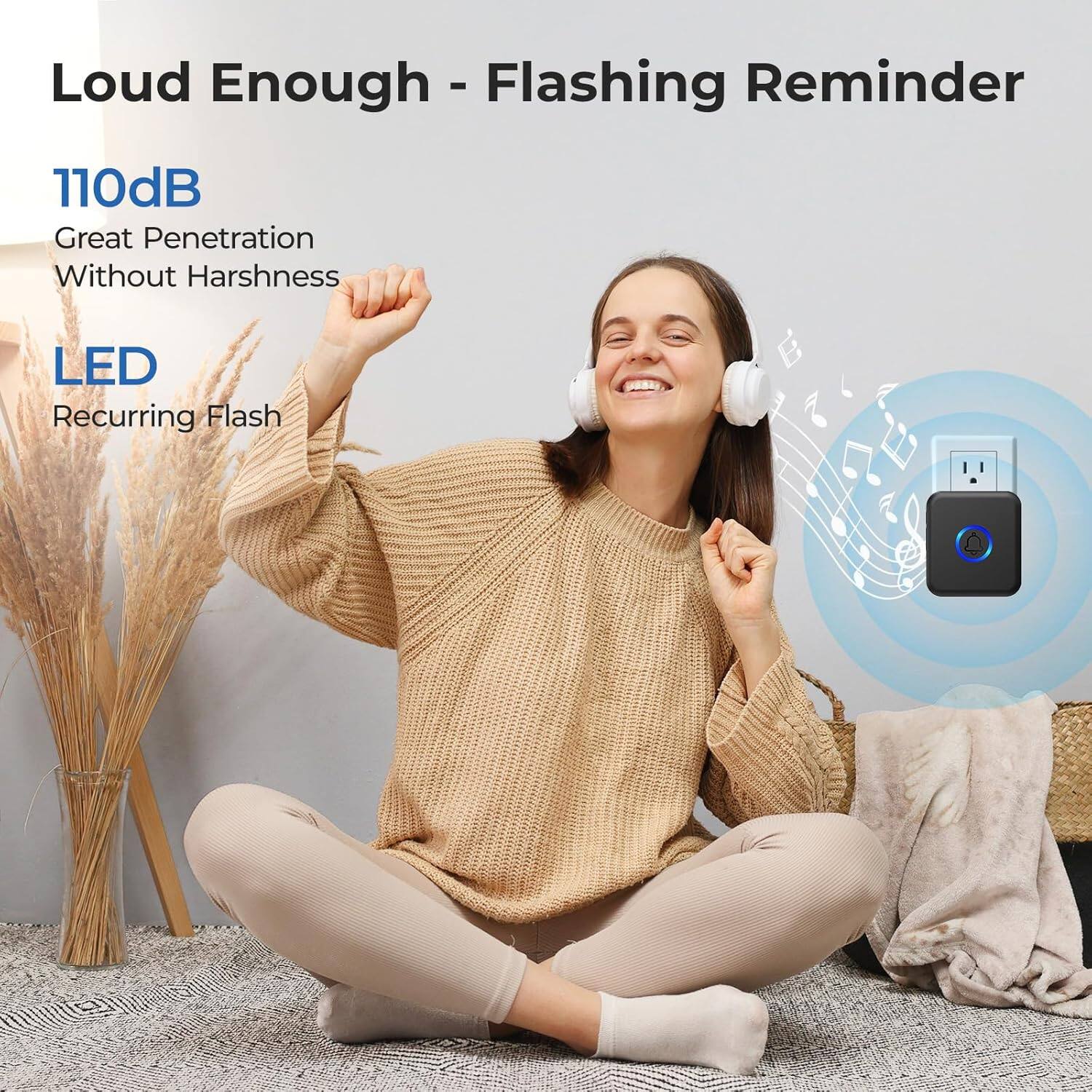 Loud Enough - Flashing Reminder

110dB  
Great Penetration Without Harshness

LED  
Recurring Flash