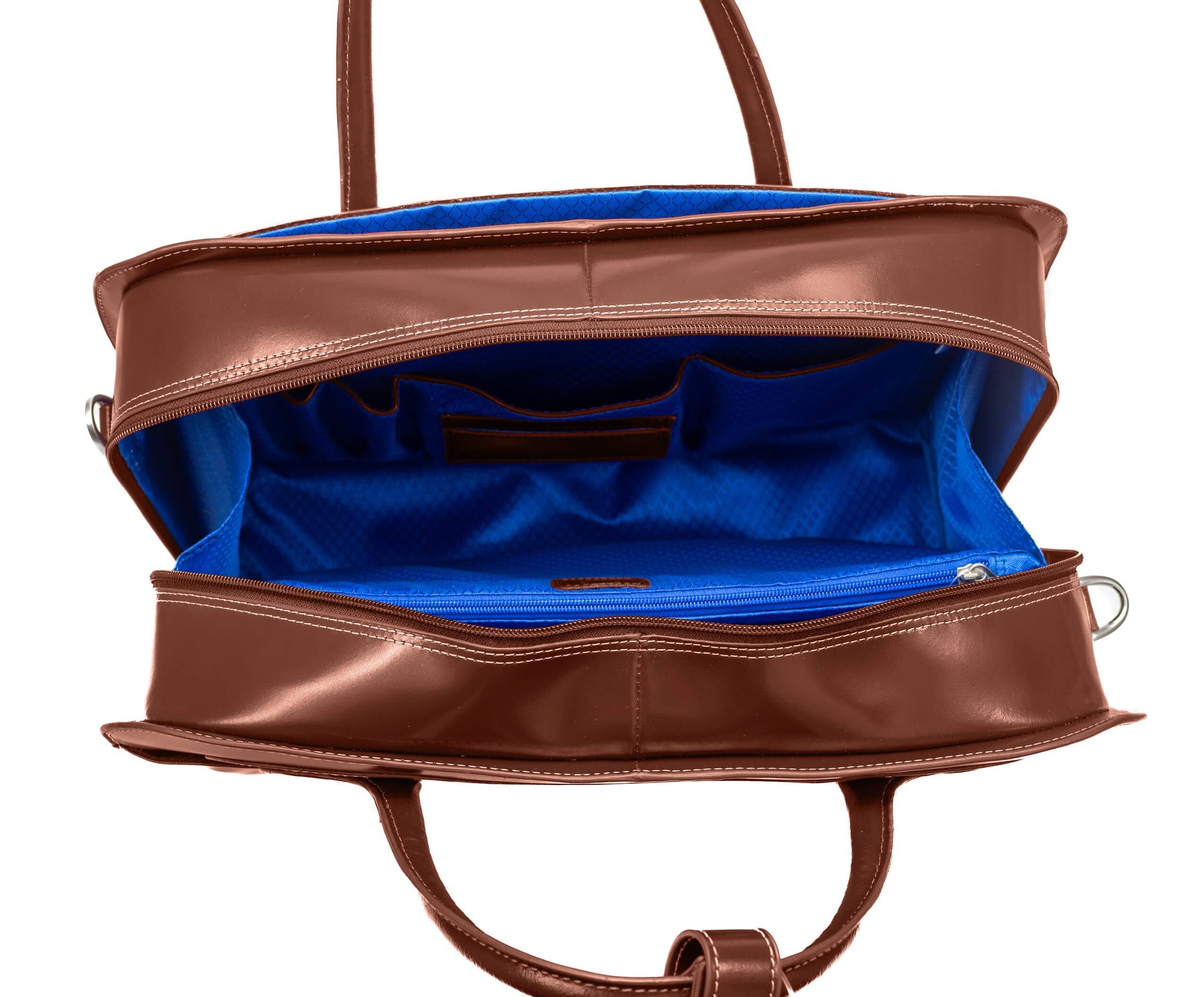 Alt View 4. McKlein - WILLOWBROOK 17" Leather Detachable Wheeled Laptop Briefcase Tablet Bag Rolling Overnight Travel Removable Trolley Case - Brown.