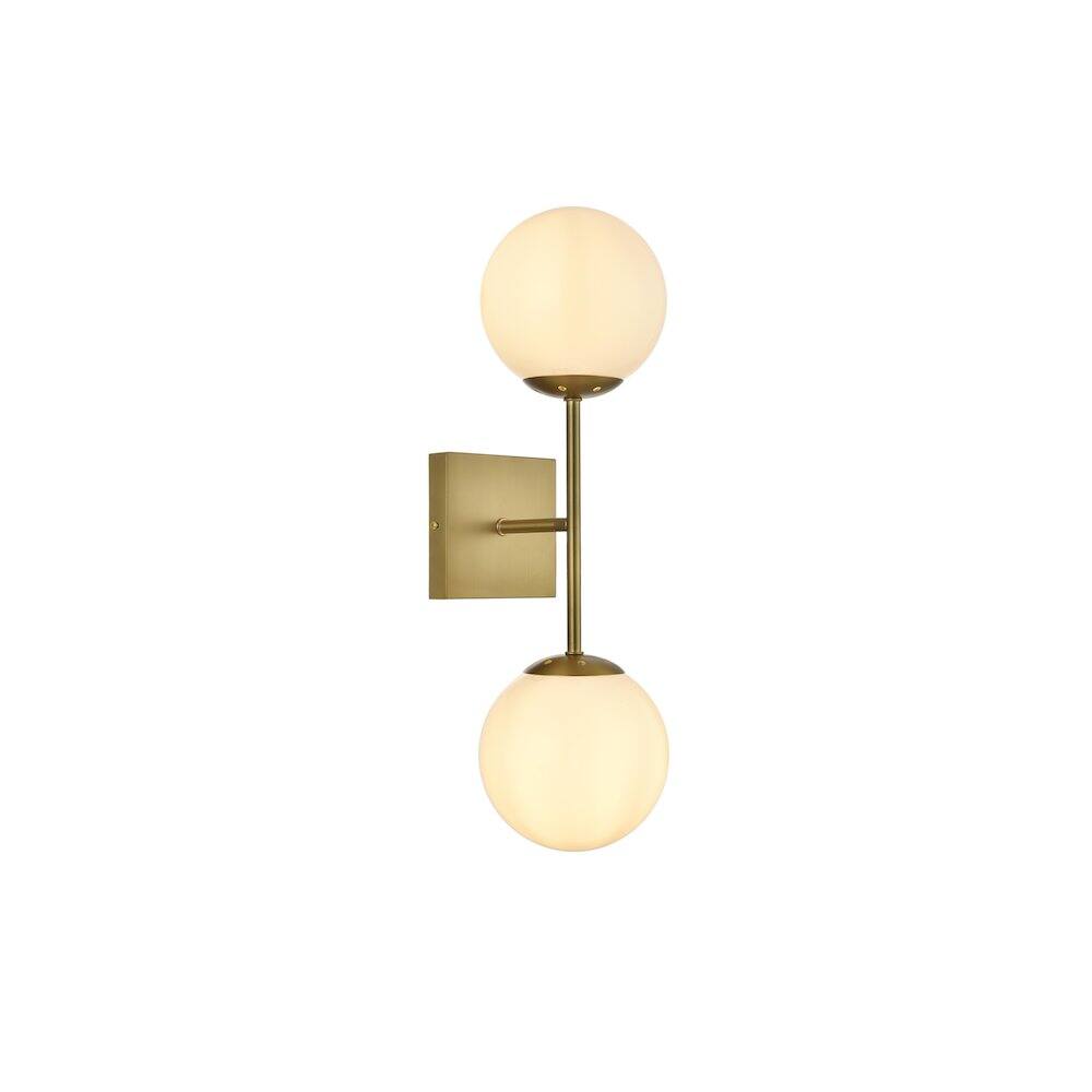 Angle. Living District - Neri 6 Inch Wall Sconce White Shade in Satin Gold - Satin Gold And White.