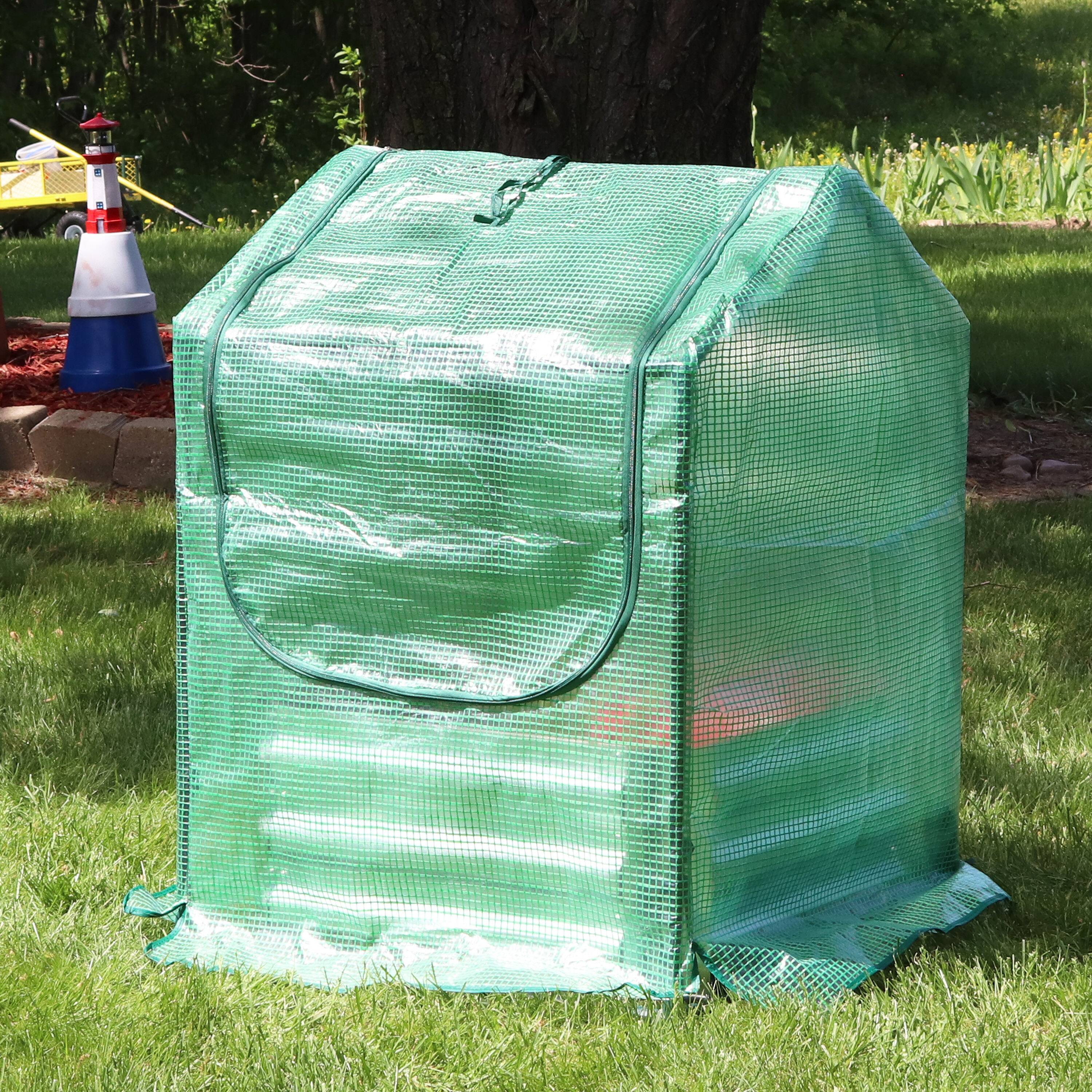 Alt View 4. Sunnydaze - Galvanized Steel Raised Bed with Greenhouse - 2 ft x 2 ft - Green.