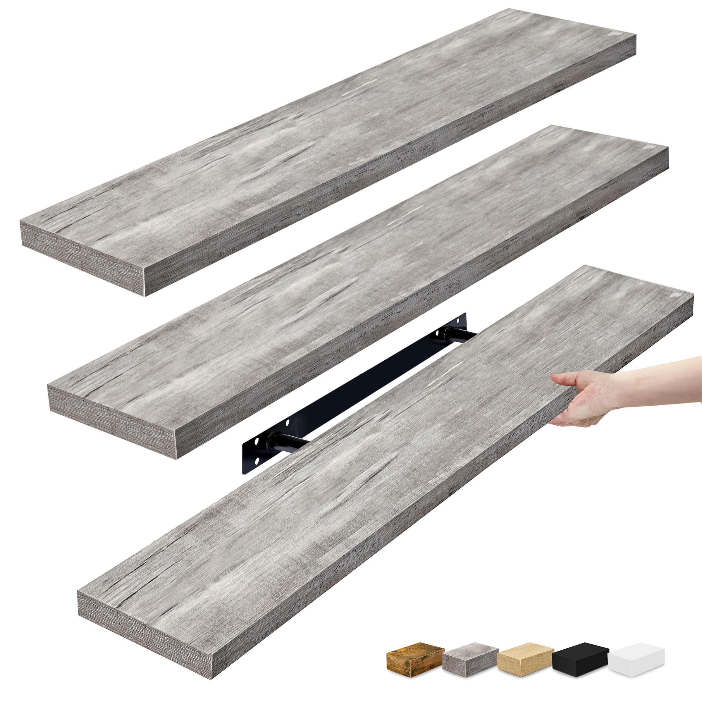 Front. Sorbus - Sorbus Floating Shelves for Wall - 35 Inch Long Bathroom Shelves, Wall Decor for Bedroom, Kitchen, Living Room - Gray.