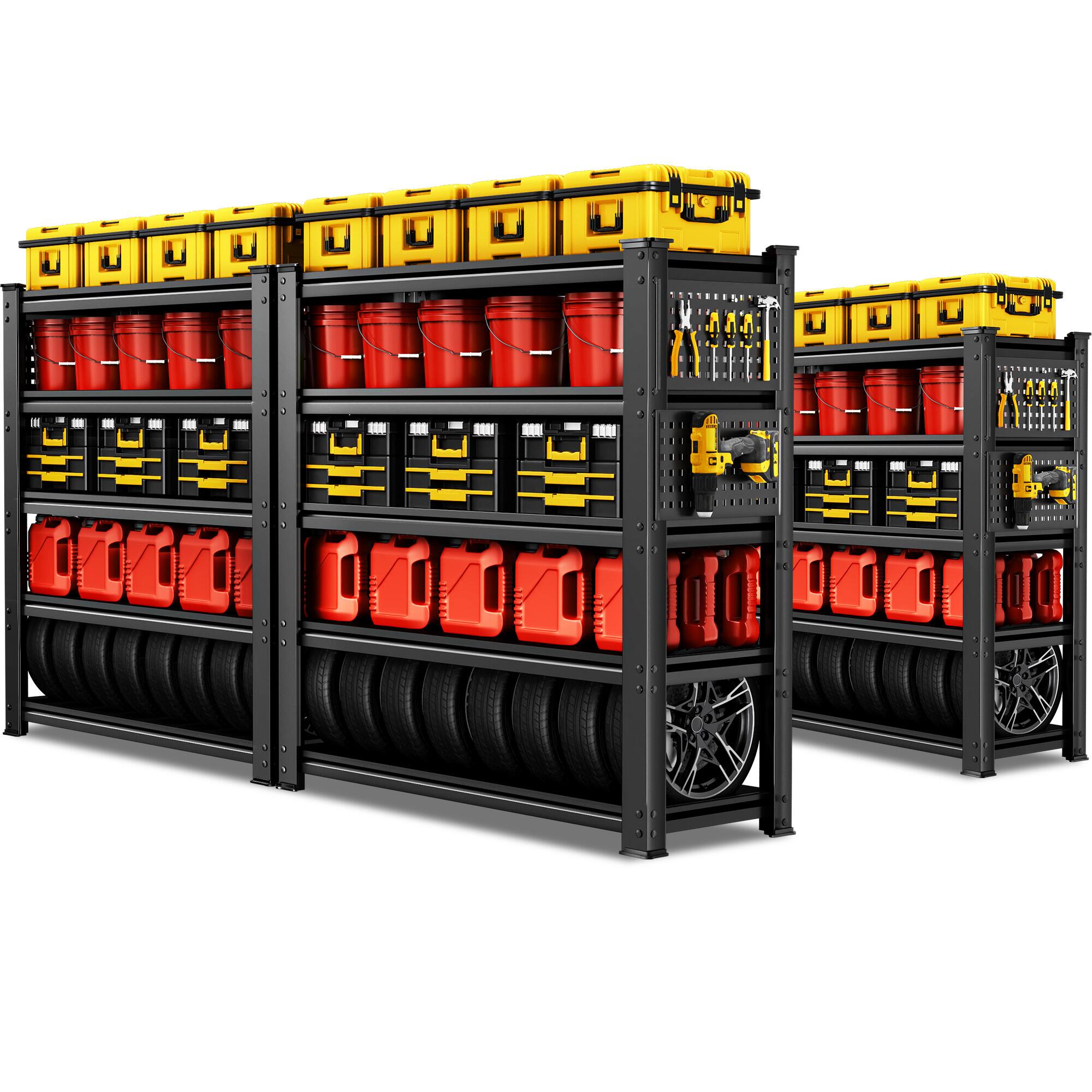 Alt View 8. Silvel - SILVEL 72" H Heavy Duty Solid Storage Shelves, 4000LBS 5 Tier Adjustable Metal Shelving, 48" W x 72" H x 24" D - Black.