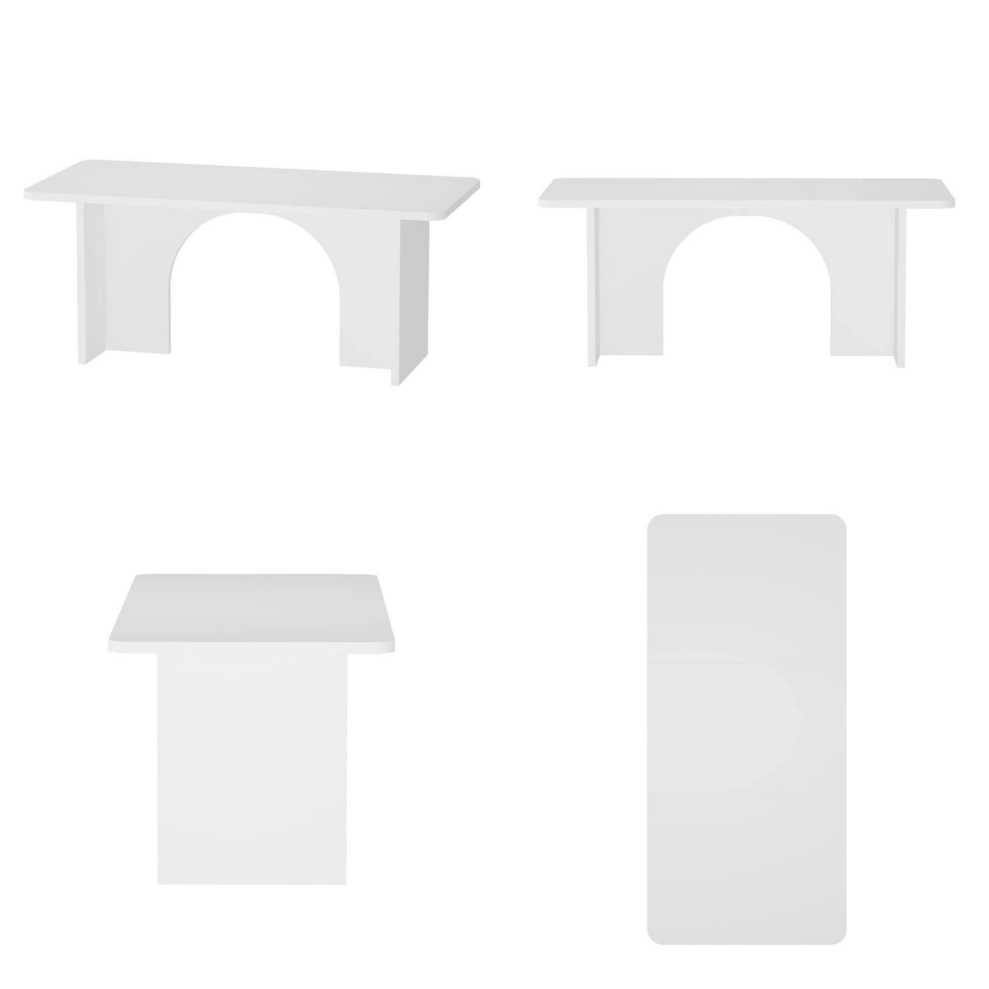 Back. FUFU&GAGA - FUFU&GAGA Arched Desk – Elegant Home Office & Study Workspace - White.