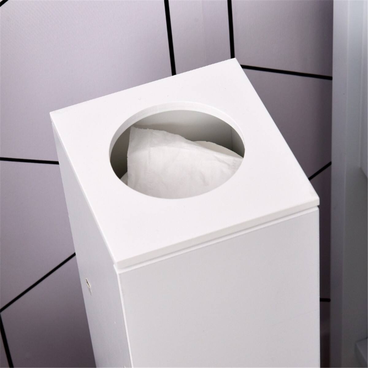 Alt View 1. SlickBlue - Multi-Purpose Paper Cabinet Side Table and Bathroom Corner Storage Cabinet - White.
