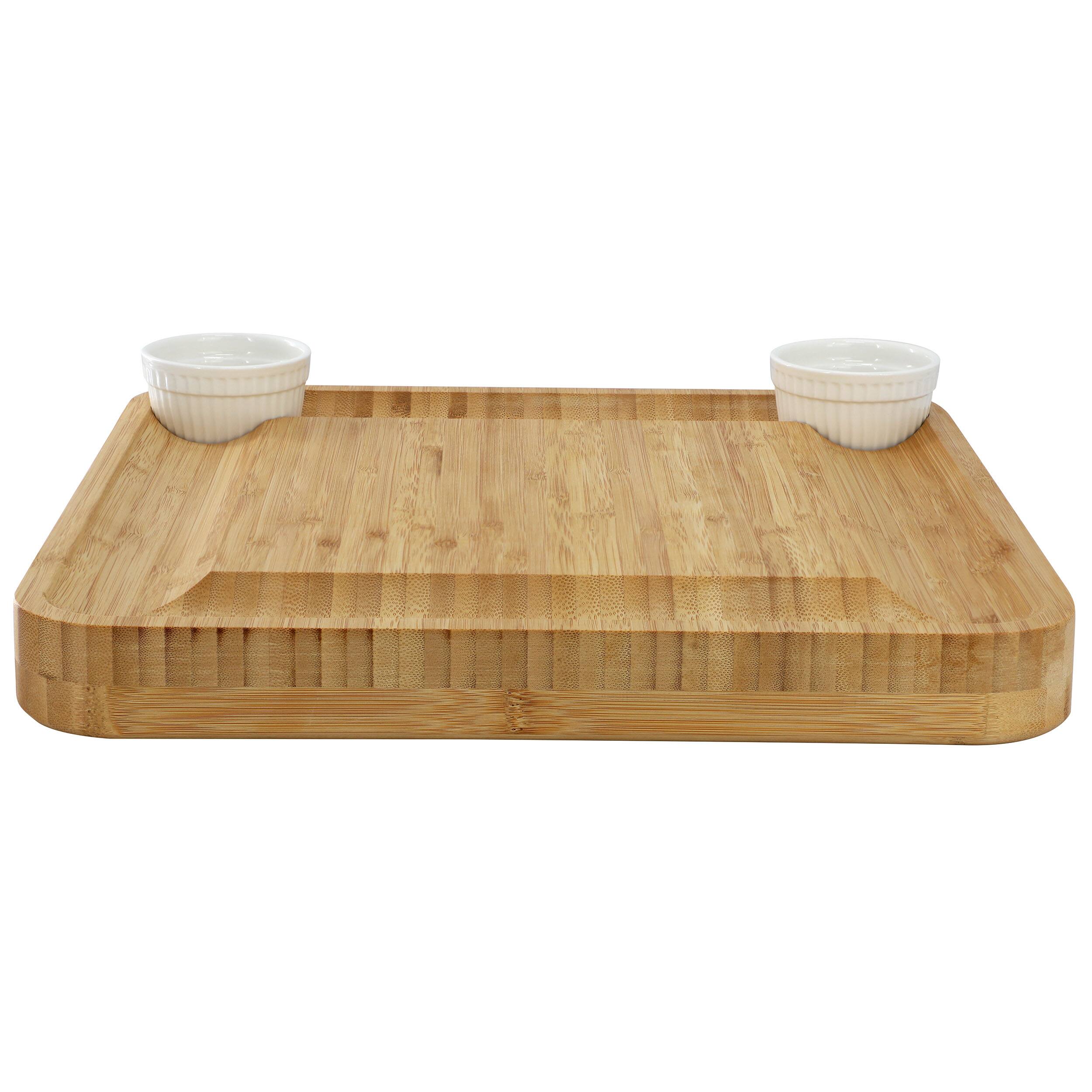 Alt View 3. MegaChef - MegaChef Bamboo Charcuterie Cheese Board Set with Ramekins and Slide Out Cutlery Drawer - Brown.