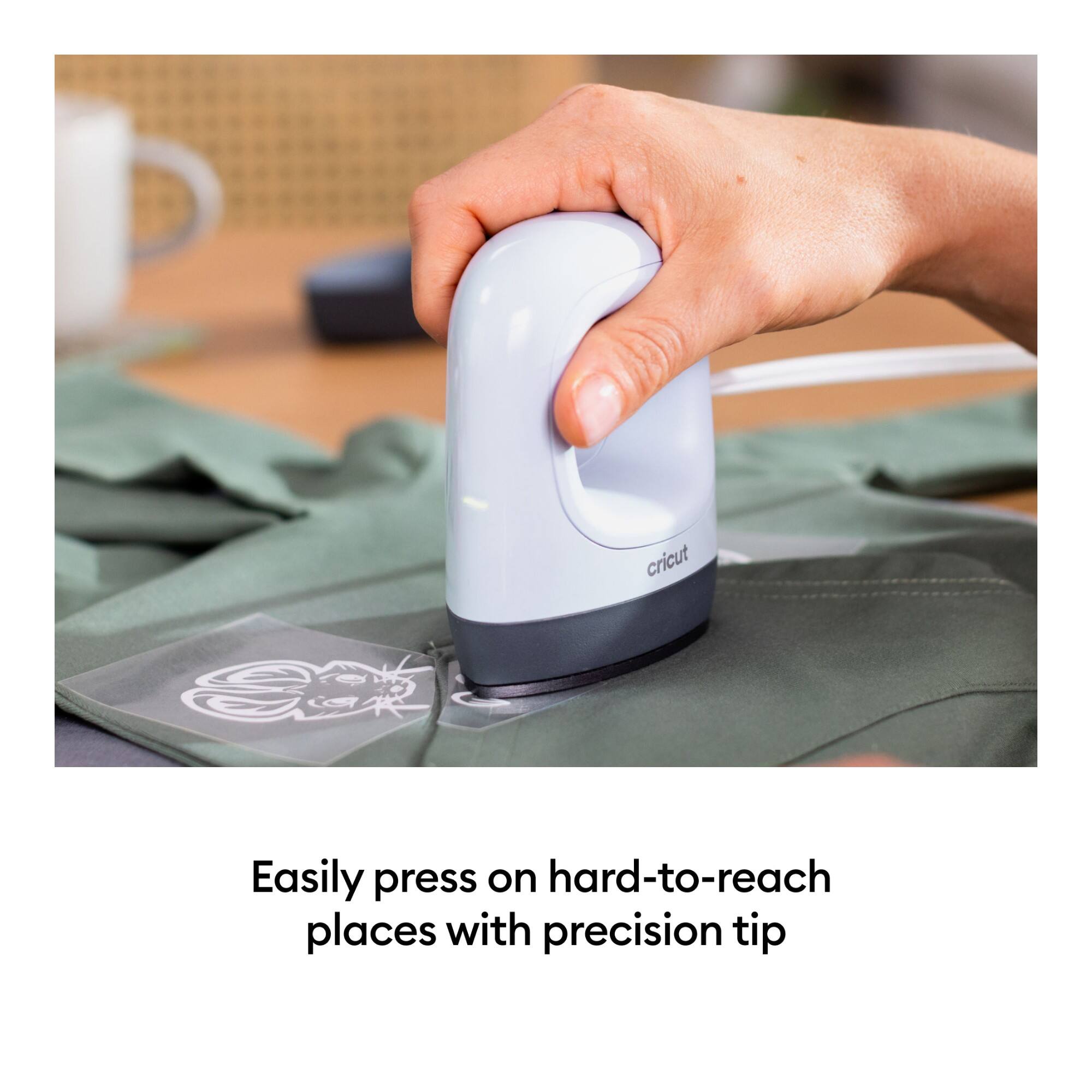 Easily press on hard-to-reach places with precision tip