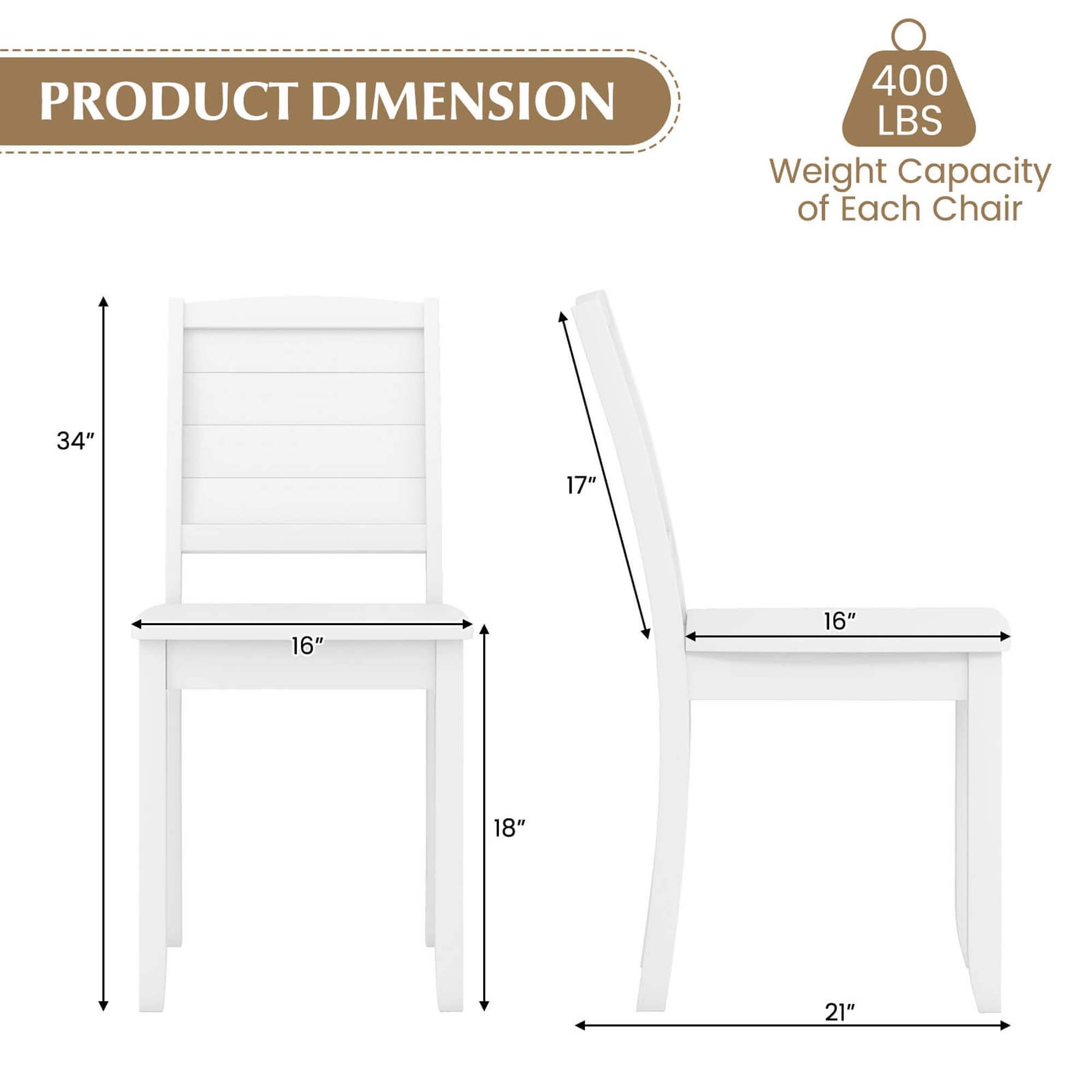 PRODUCT DIMENSION: 400 LBS WEIGHT CAPACITY OF EACH CHAIR: 34" 17" 16" 16" 18" 21"