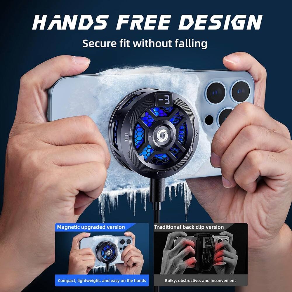 **HANDS FREE DESIGN**  
Secure fit without falling

- **Magnetic upgraded version**  
  Compact, lightweight, and easy on the hands

- **Traditional back clip version**  
  Bulky, obstructive, and inconvenient