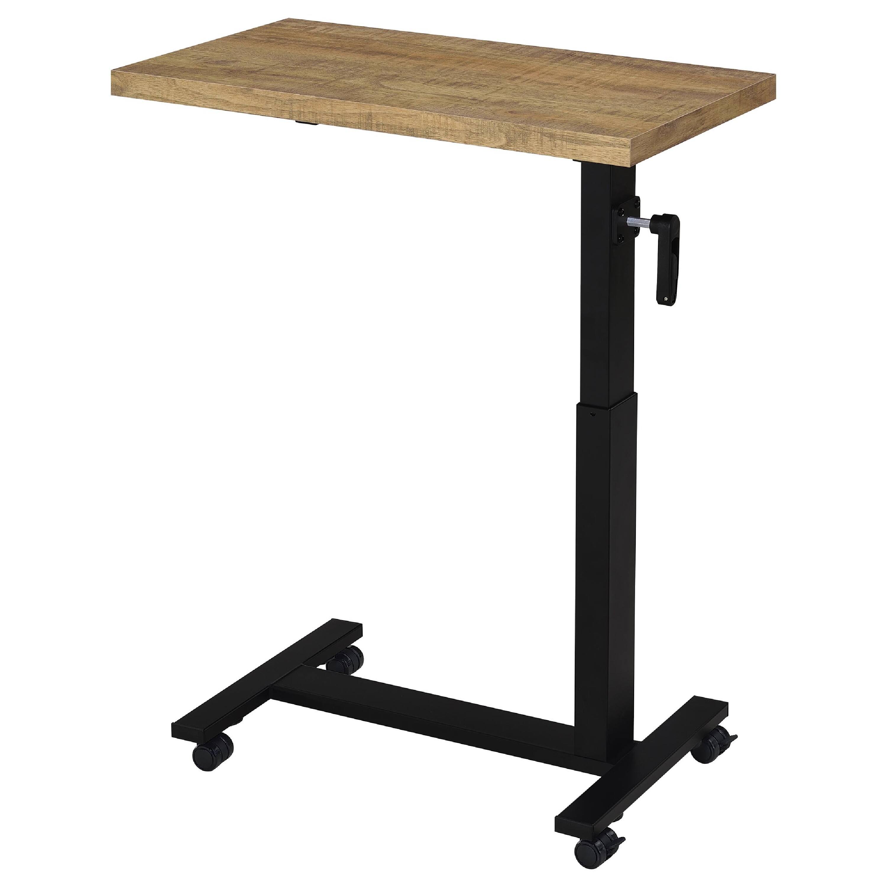 Alt View 3. Manhattan Lane - Park C-Shape Mobile Overbed Table, Steel Base, 28-40 Inch - Mango Brown, Black.