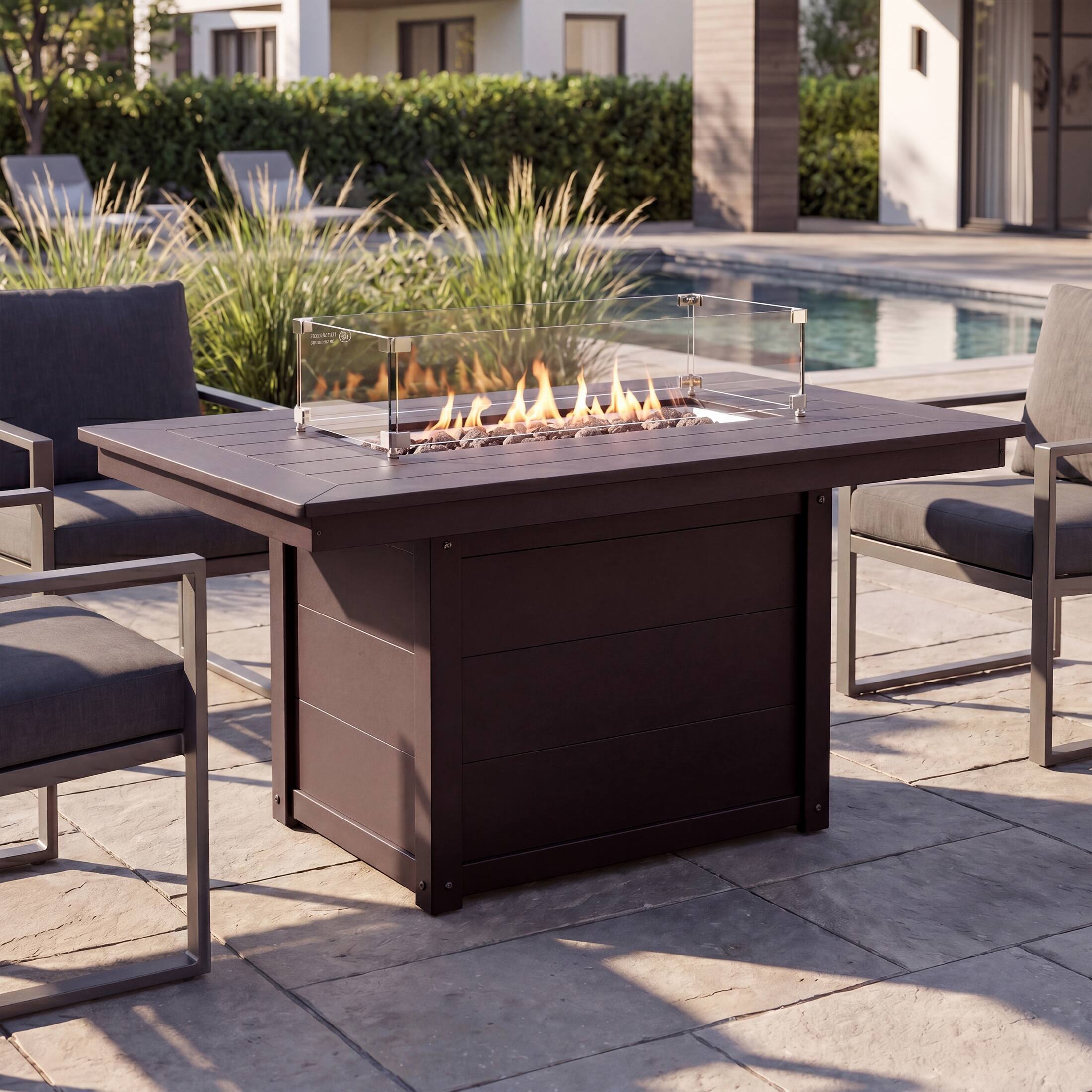 Angle. WestinTrends - WestinTrends Helios 46" Modern Outdoor 55,000 BTU Patio Gas Propane Rectangle Deck Fire Pit Table - Dark Brown.