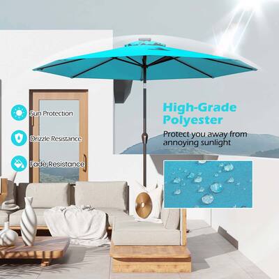 costway 10ft patio solar umbrella 10 ft Outdoor with LED Lights and Weighted Base-Gray efficiency solar panel Costway 10 ft Patio Solar