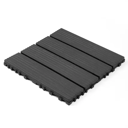 Front. Loheer - 44-Pack 12x12 Interlocking Deck Tiles Waterproof Outdoor Patio Balcony Pool Decking - Grey.