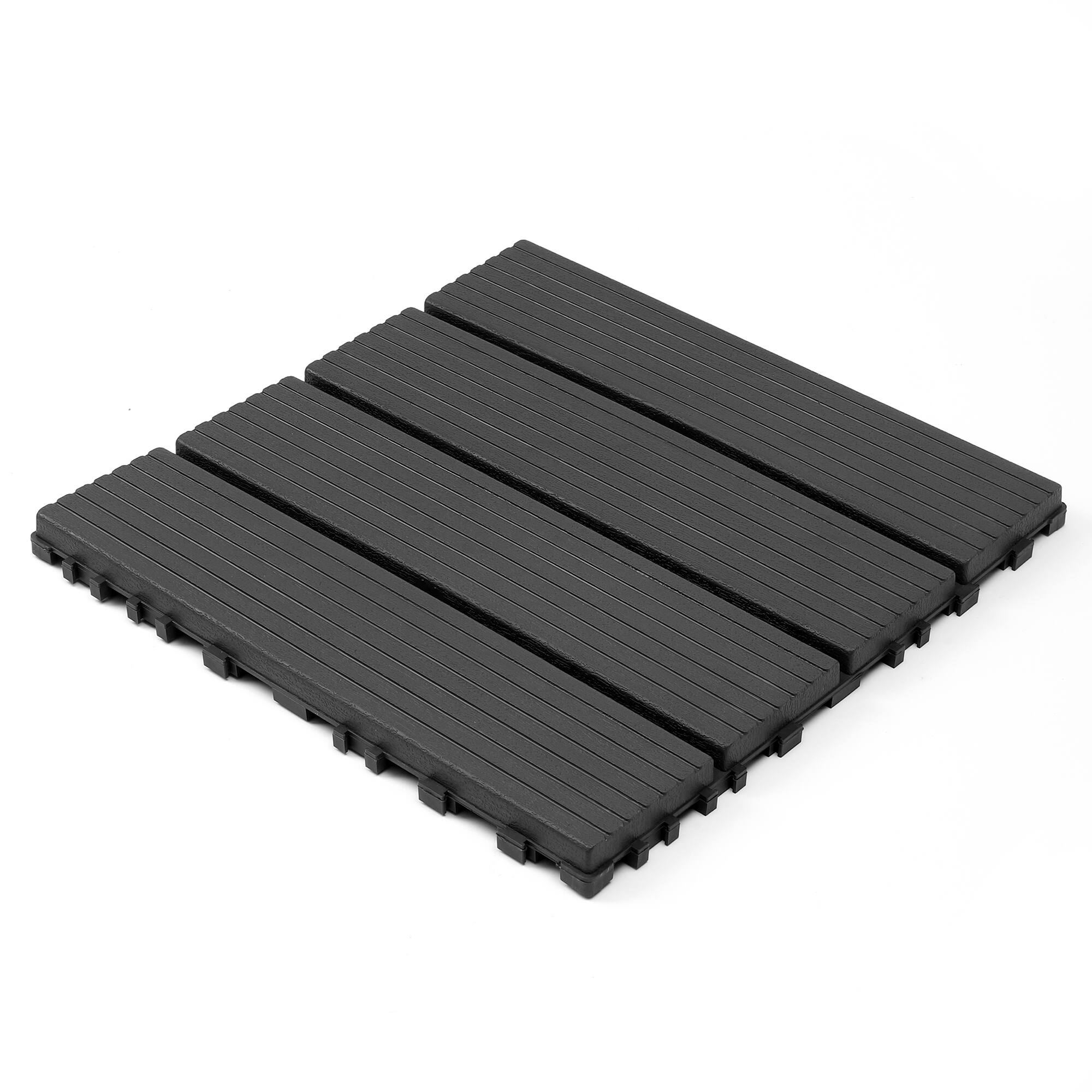 Front. Loheer - 44-Pack 12x12 Interlocking Deck Tiles Waterproof Outdoor Patio Balcony Pool Decking - Grey.