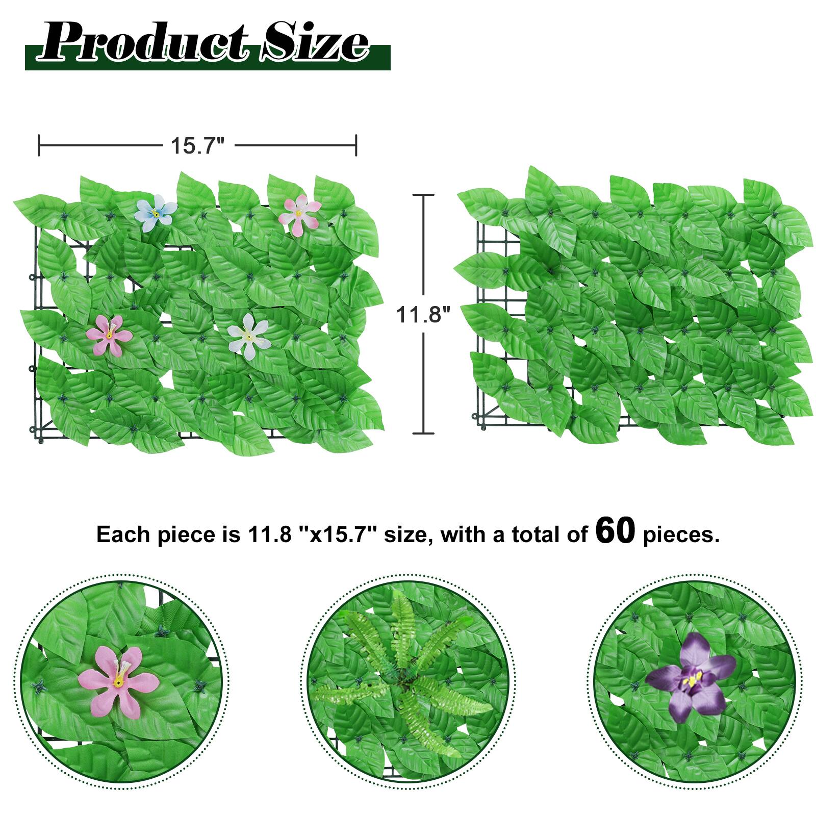 Product Size: 15.7" x 11.8"  
Each piece is 11.8" x 15.7" size, with a total of 60 pieces.