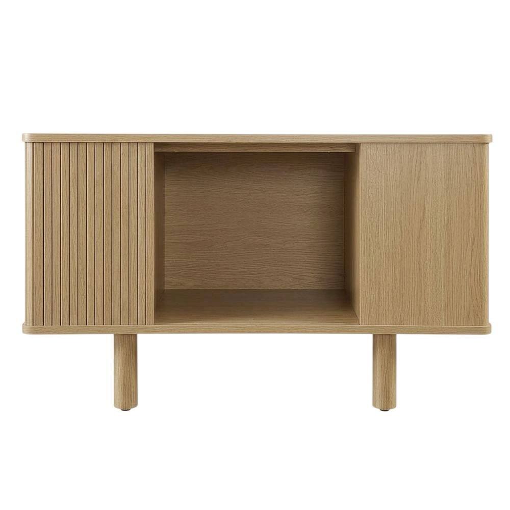 Back. FurniFact - Rectangular Coffee Table with Wooden Base and Modern Design - Brown.