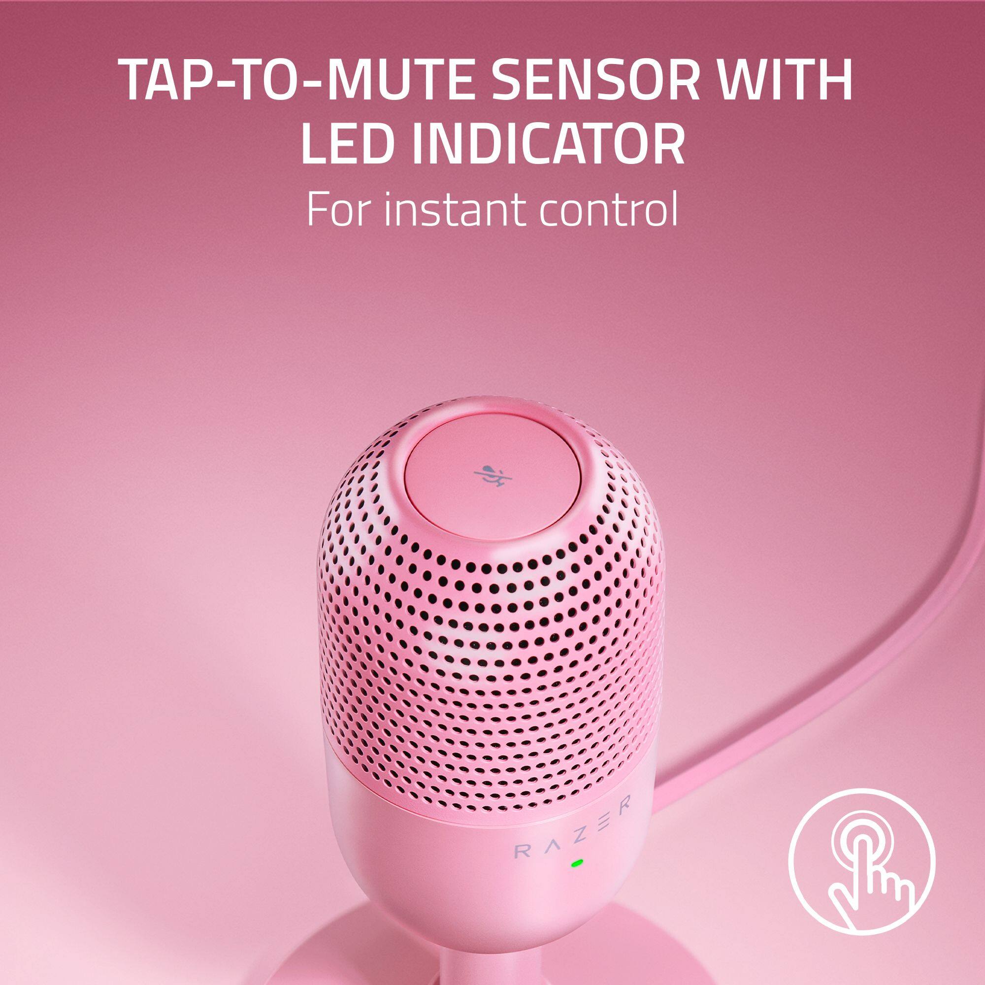 Tap-to-mute sensor with LED indicator for instant control.