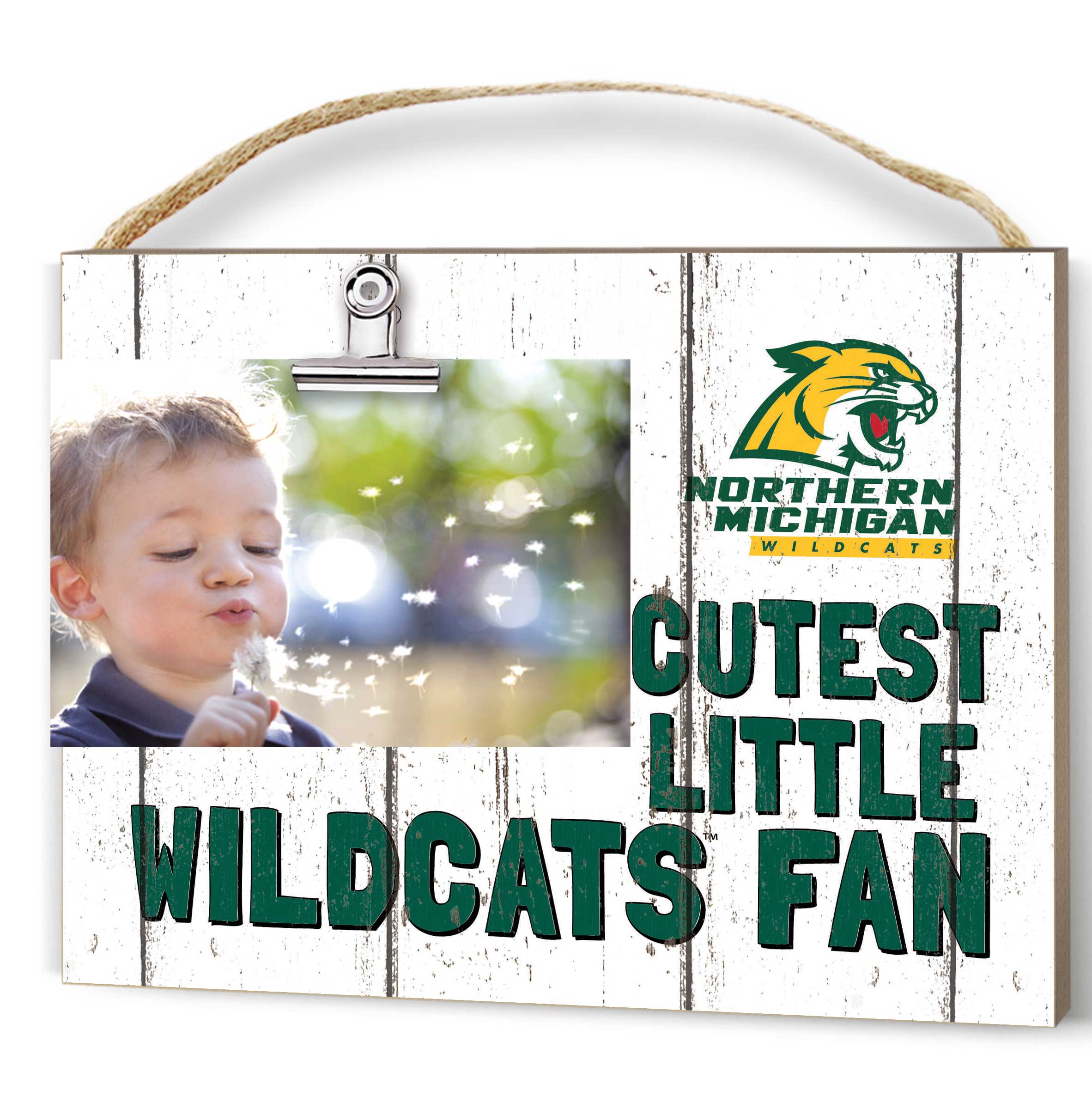 White Northern Michigan Wildcats 8'' x 10'' Cutest Little Weathered Logo Clip Photo Frame