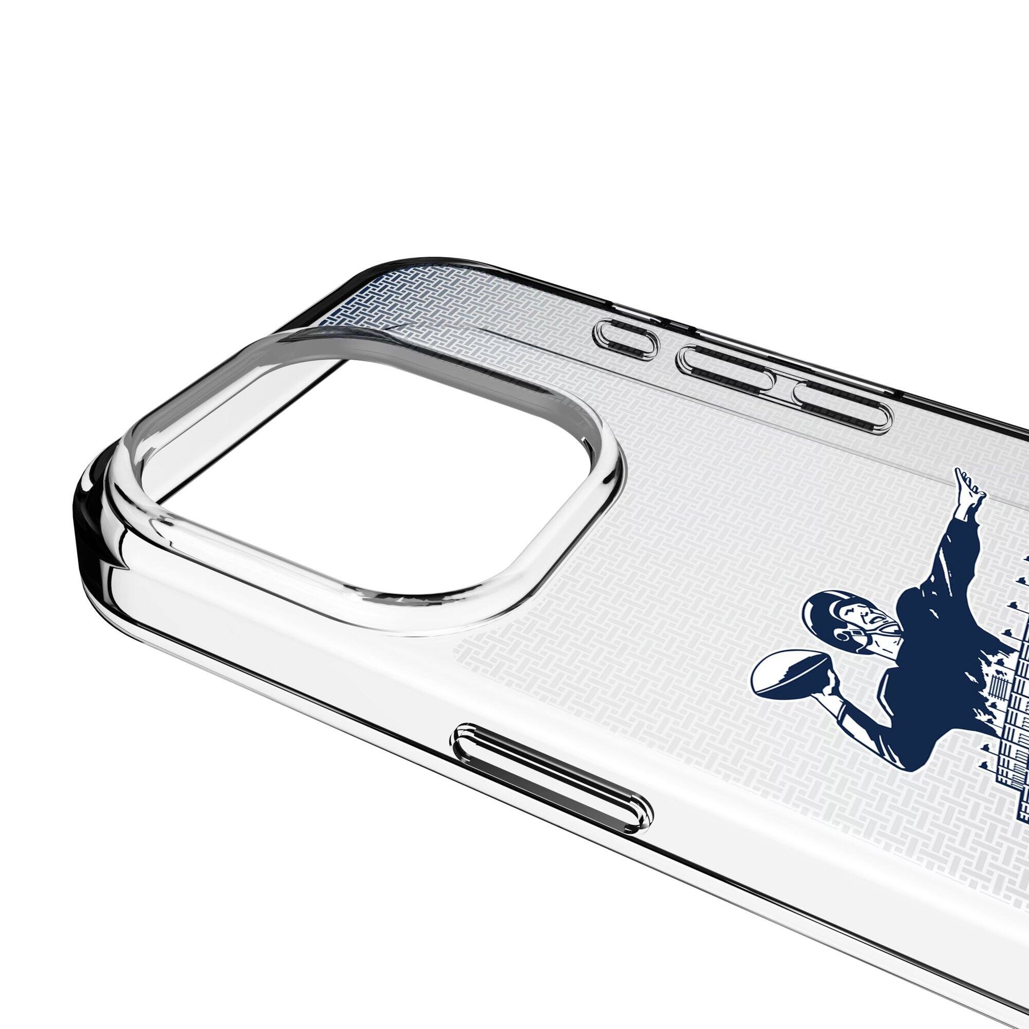 Alt View 2. Keyscaper - New York Giants Linen Logo iPhone Clear Case - 15 Pro - Multicolor.