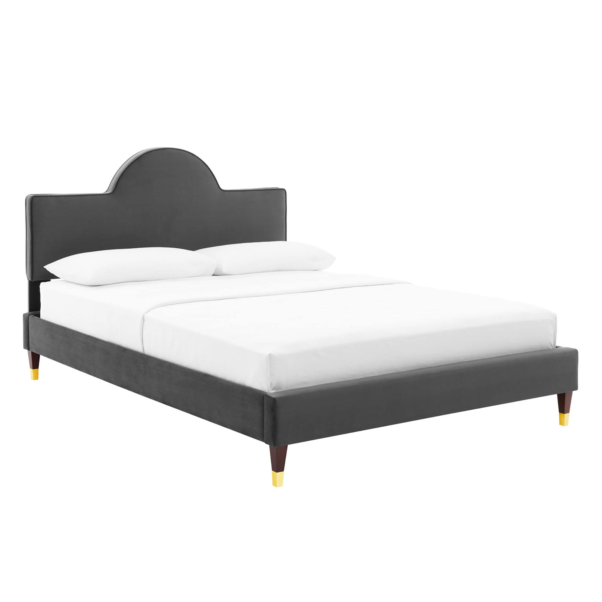 Angle. Modway - Yasmine Channel Tufted Performance Velvet King Platform Bed - Red.