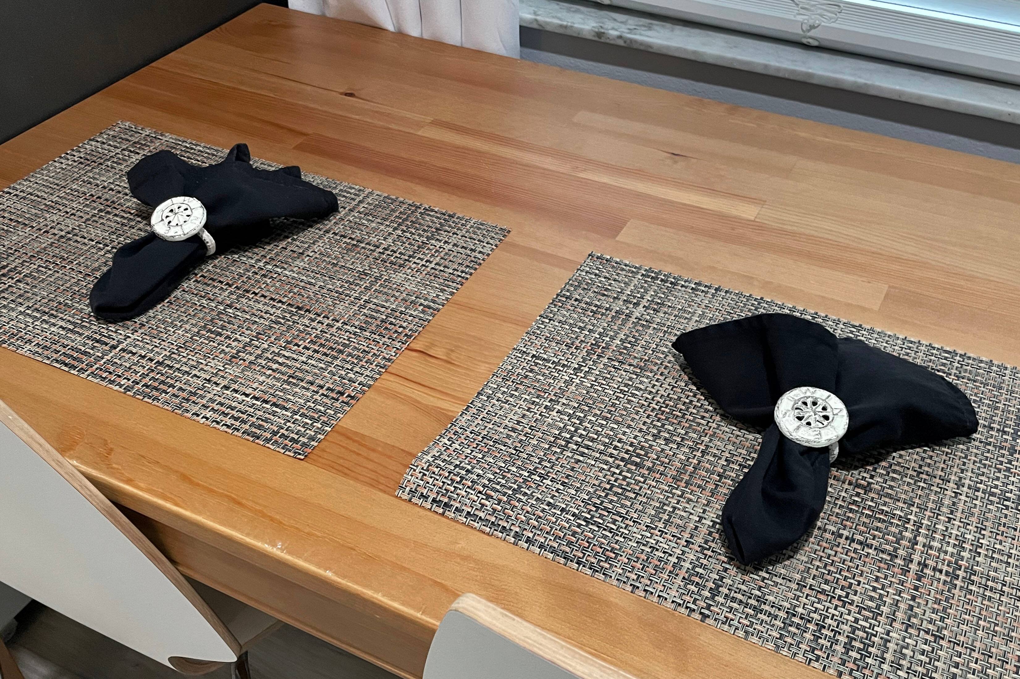 Alt View 3. Zeckos - Set of 6 White Cast Iron Compass Rose Napkin Rings Decorative Nautical Dining - White.