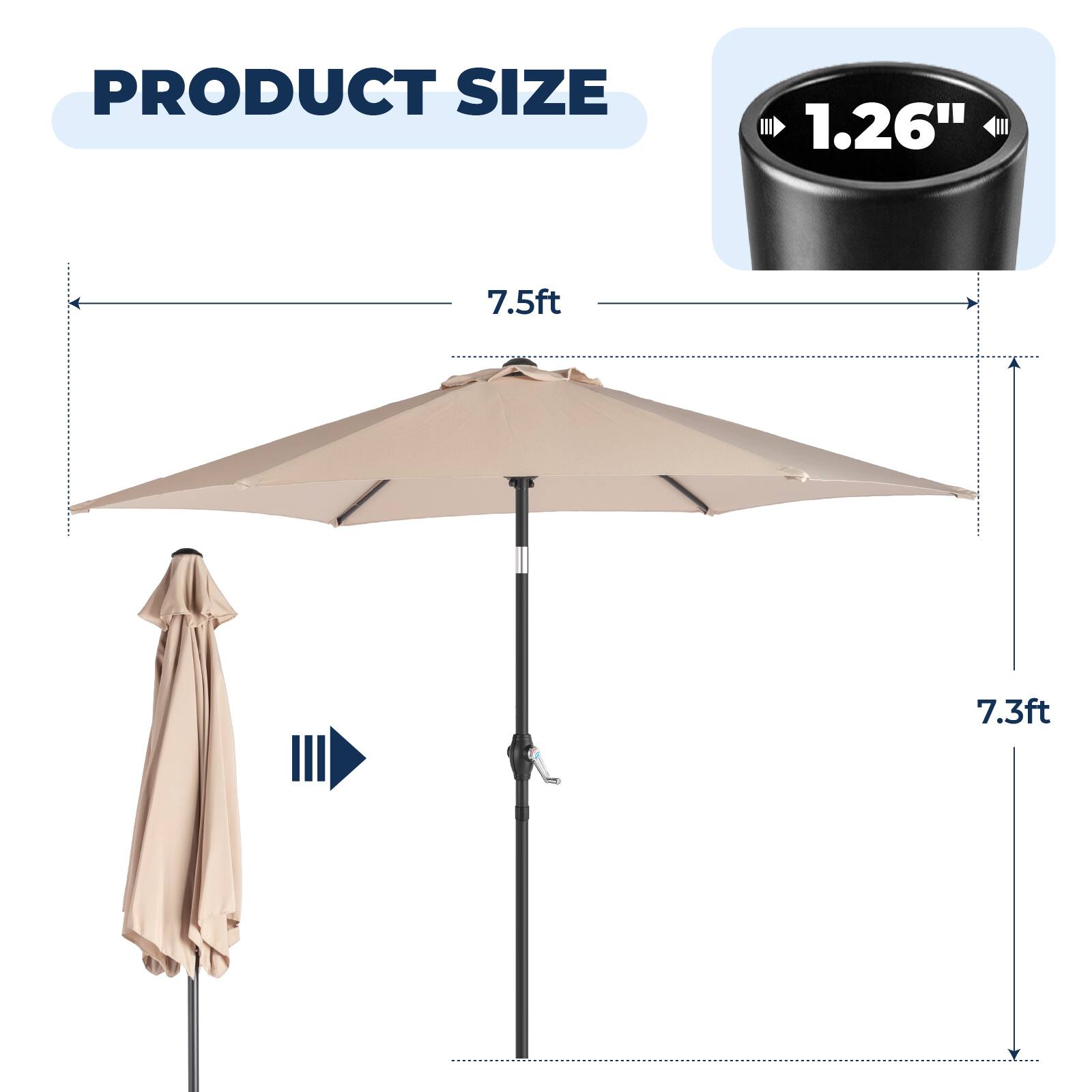 PRODUCT SIZE  
1.26"  
7.5ft  
7.3ft
