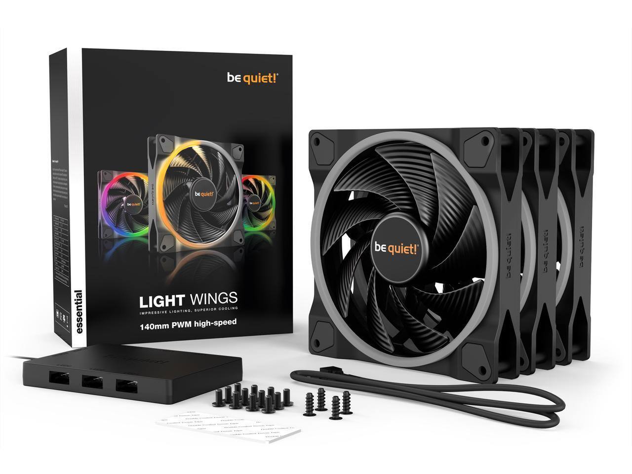 be quiet! essential  
LIGHT WINGS  
SUPERIOR COOLING  
IMPRESSIVE LIGHTING  
140mm PWM high-speed