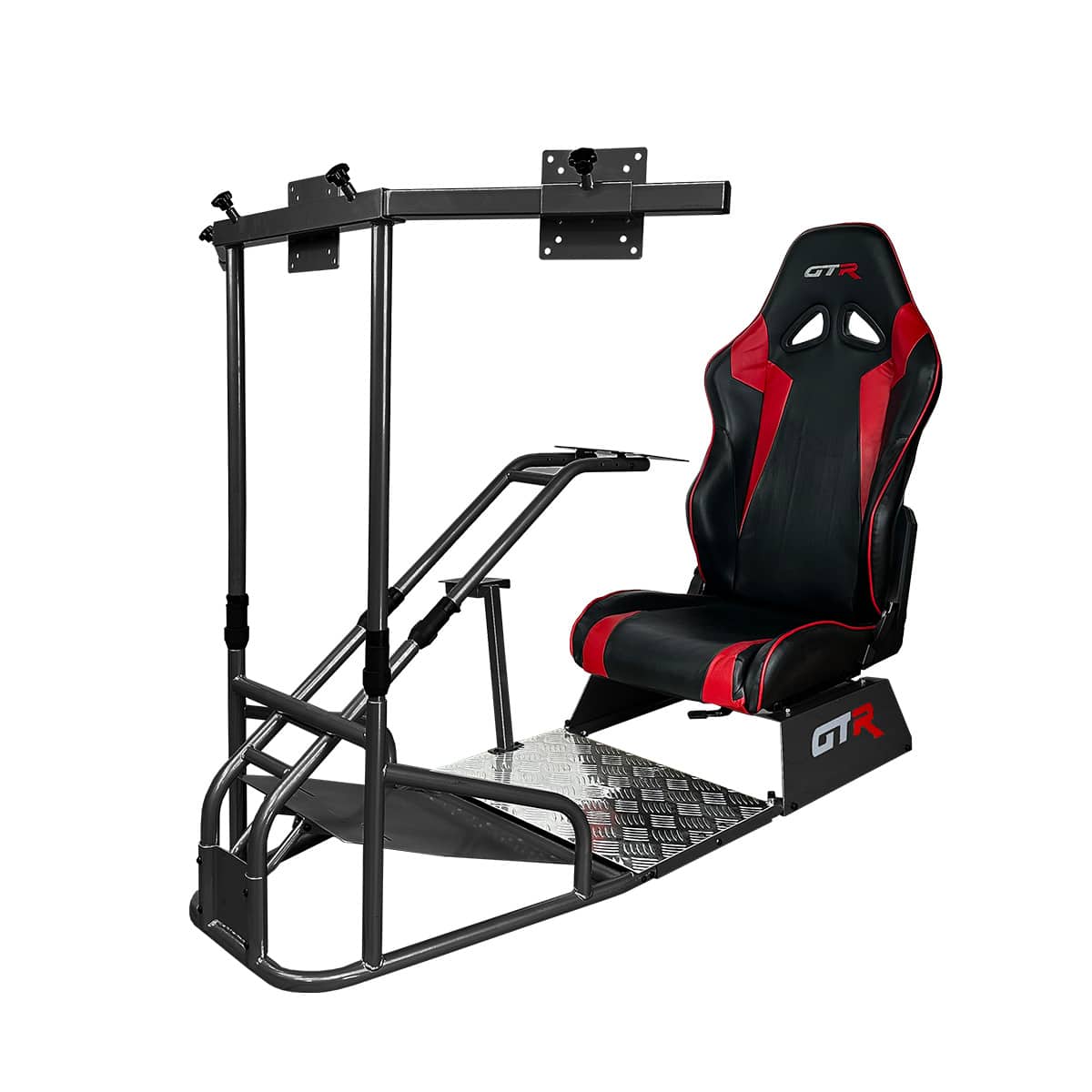 GTR Simulator - GTSF Model Frame Adjustable Red Racing Seat Racing Simulator Cockpit - Black