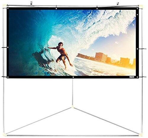 Left. Pyle - Pyle 100" Outdoor Portable Projector Screen – 16:9, 1.15 Gain, Full HD, Triangle Stand, for Outdoor Movie Viewing - White.