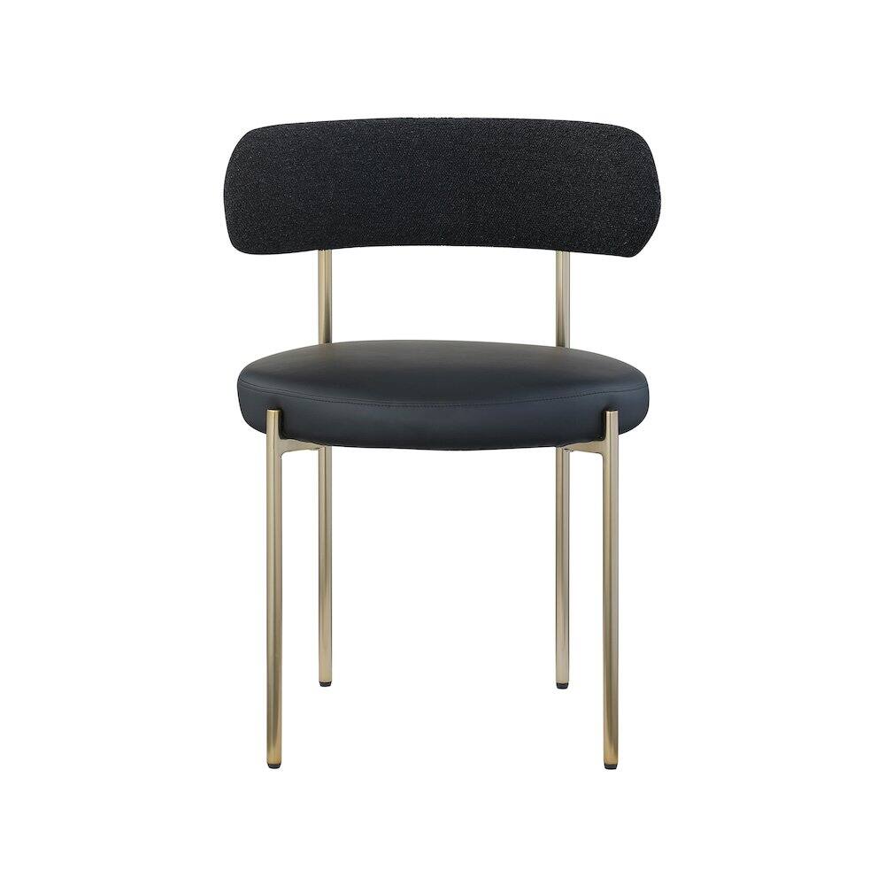 Alt View 2. Meridian Furniture - Beacon Black Vegan Leather and Boucle Fabric Dining Chair, Set of 2 - Black.