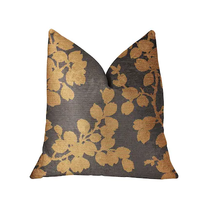 Front. Plutus Brands - Whispering Willow and Luxury Throw Pillow - Double sided 20" x 26" Standard - Gold, Gray.