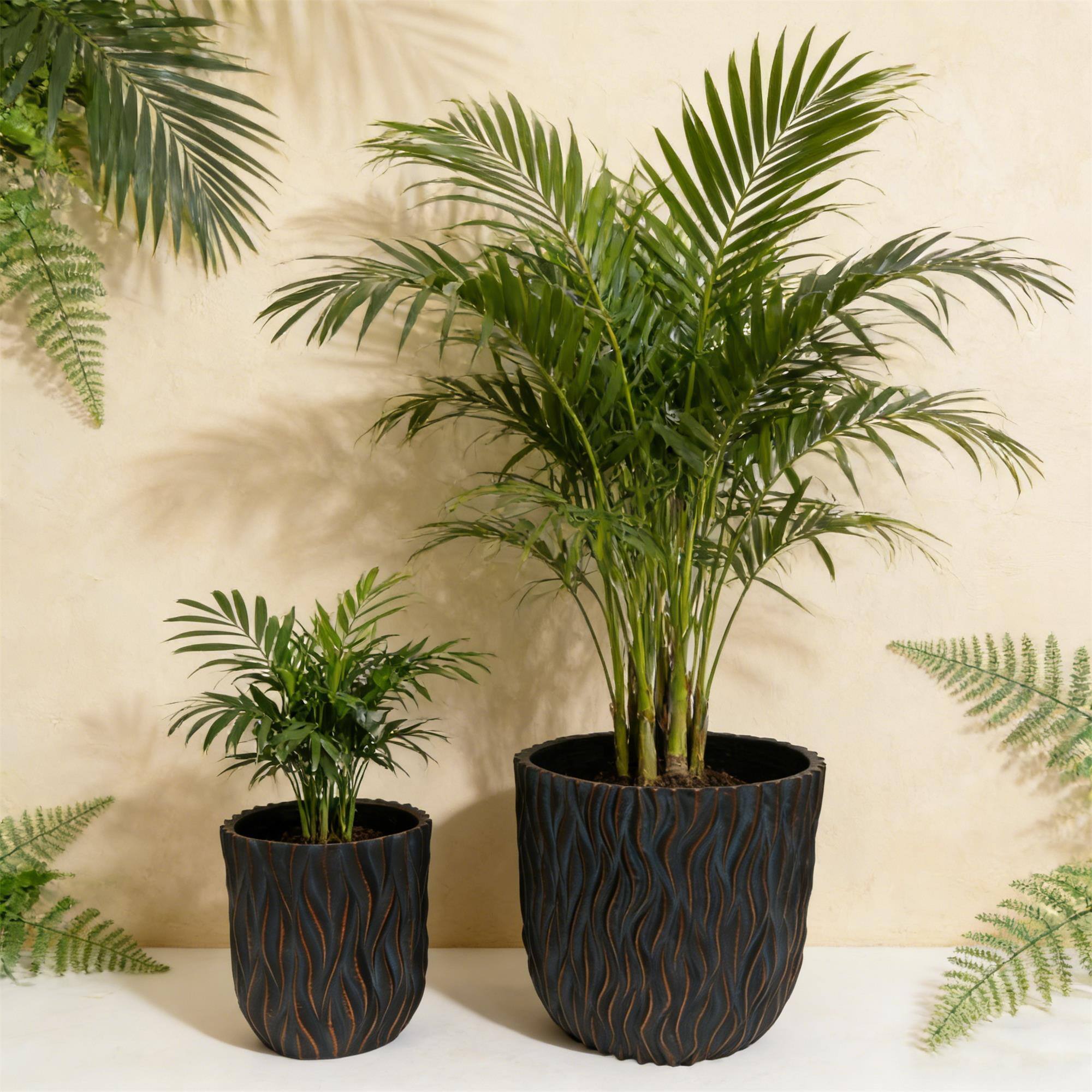 Alt View 2. Boyel Living - 2  Piece Round Magnesium Oxide Planter Set  Hand  Painted Concrete Look with Drainage Holes - Copper.