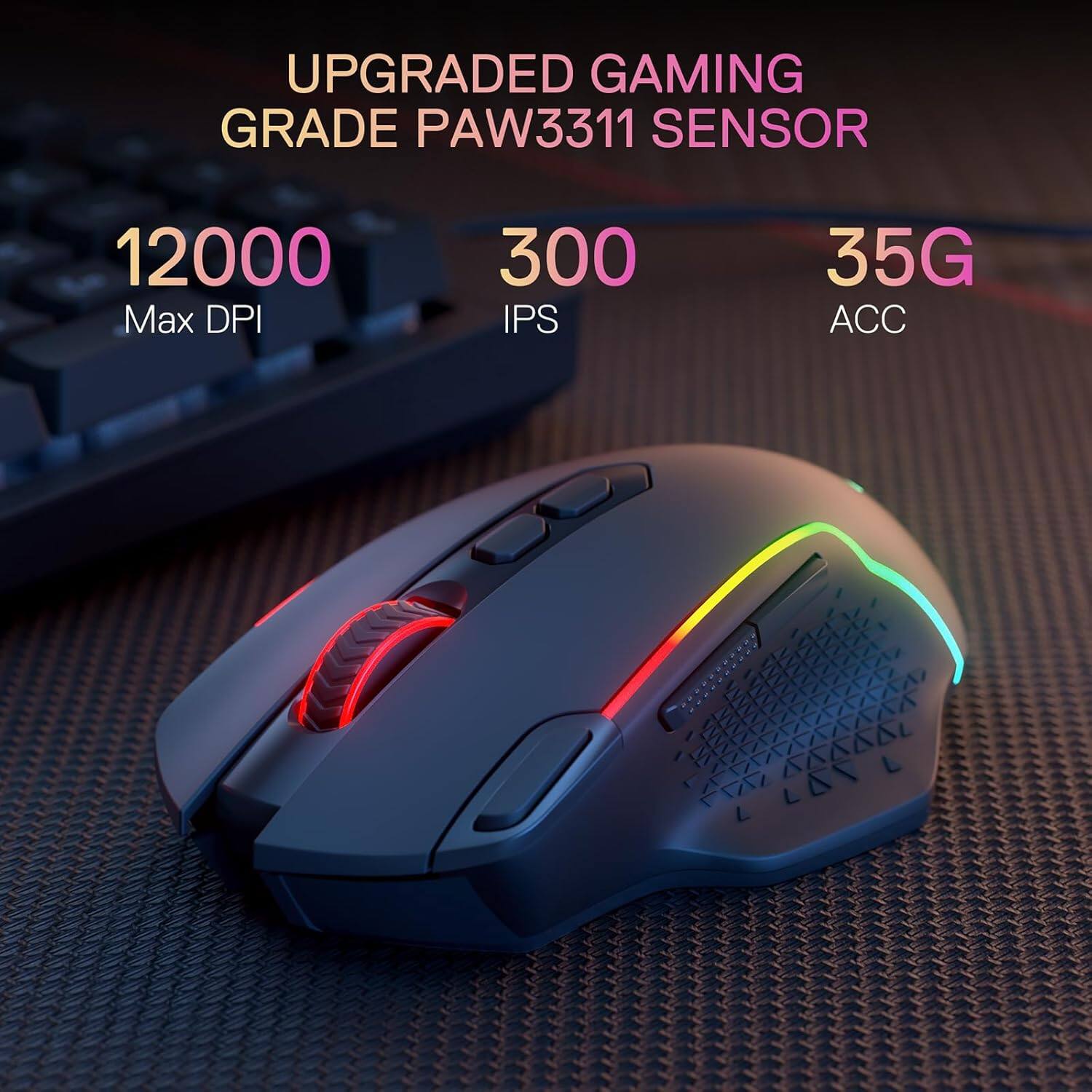 UPGRADED GAMING GRADE PAW3311 SENSOR

12000 Max DPI
300 IPS
35G ACC