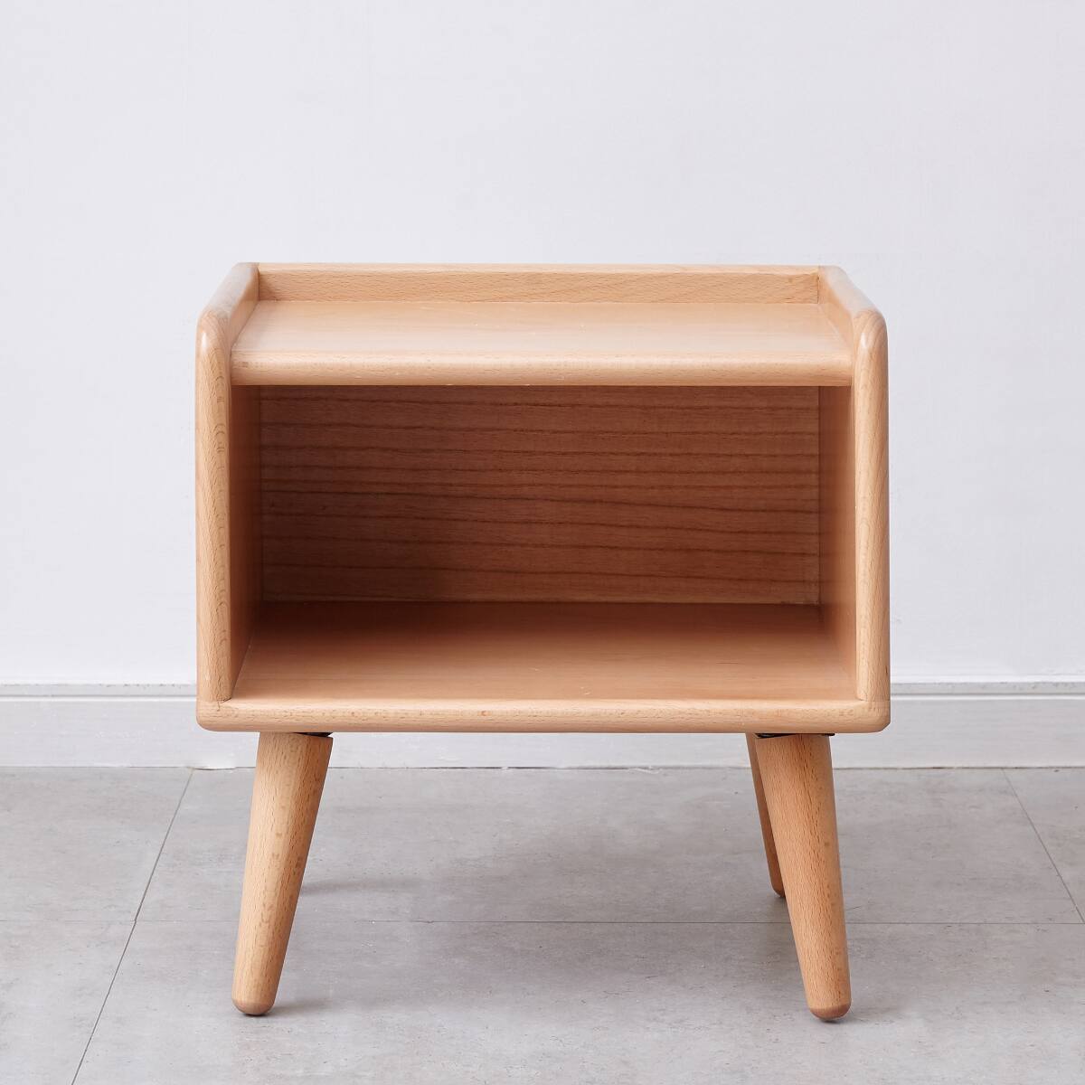 Angle. Loheer - Loheer Solid Beech Wood Nightstand, Natural Wood Bedside Cabinet - Natural.